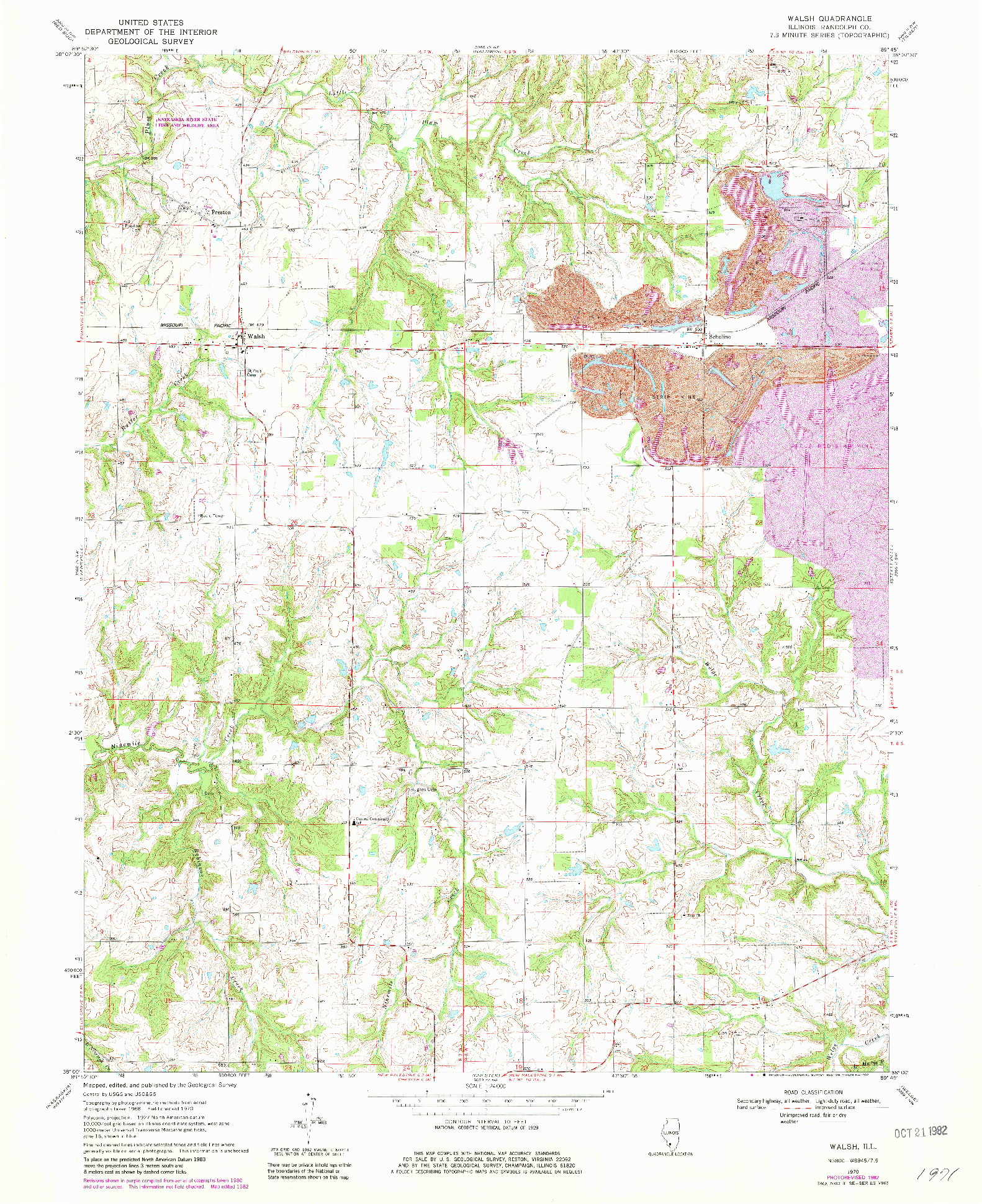 USGS 1:24000-SCALE QUADRANGLE FOR WALSH, IL 1970