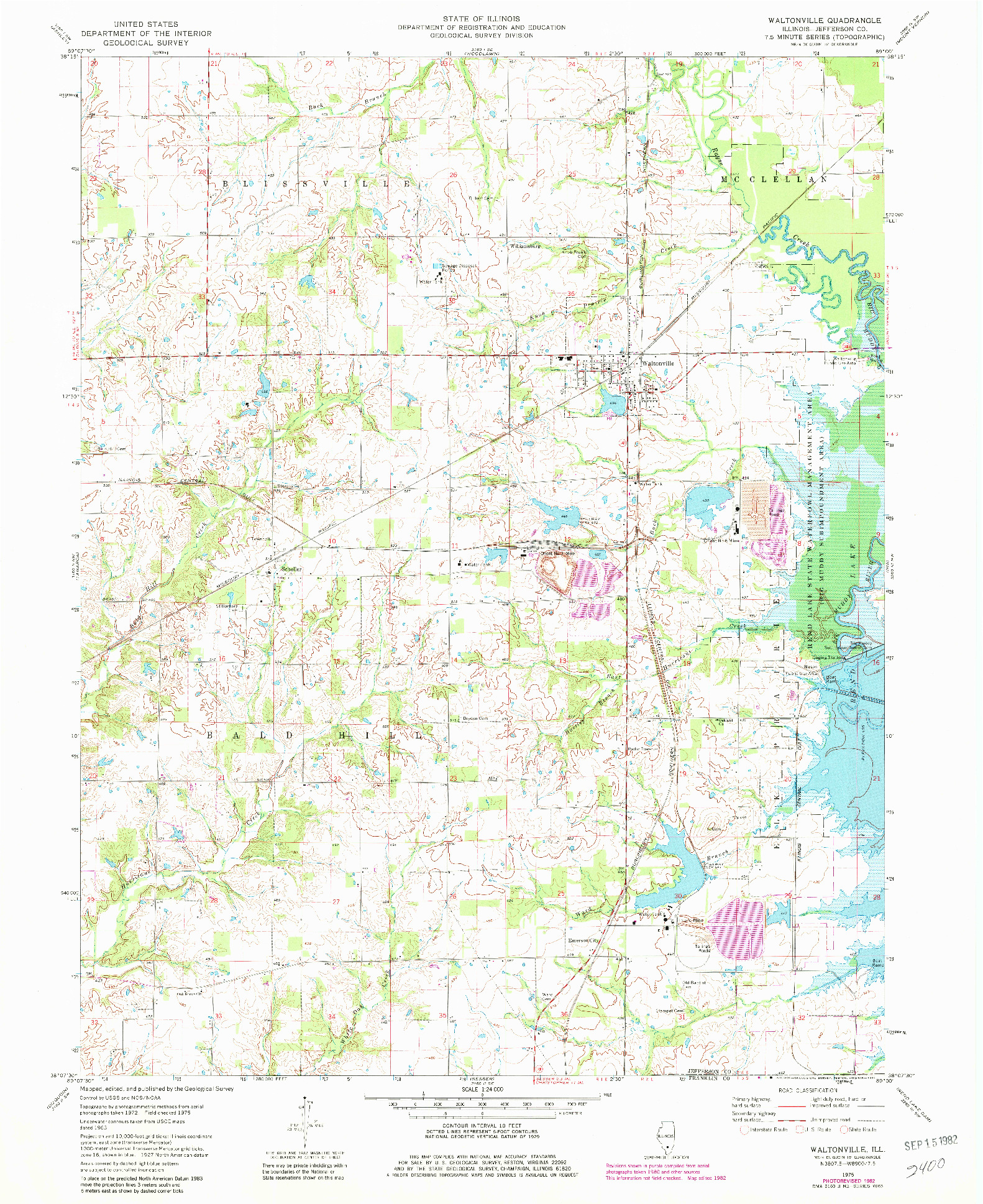 USGS 1:24000-SCALE QUADRANGLE FOR WALTONVILLE, IL 1975