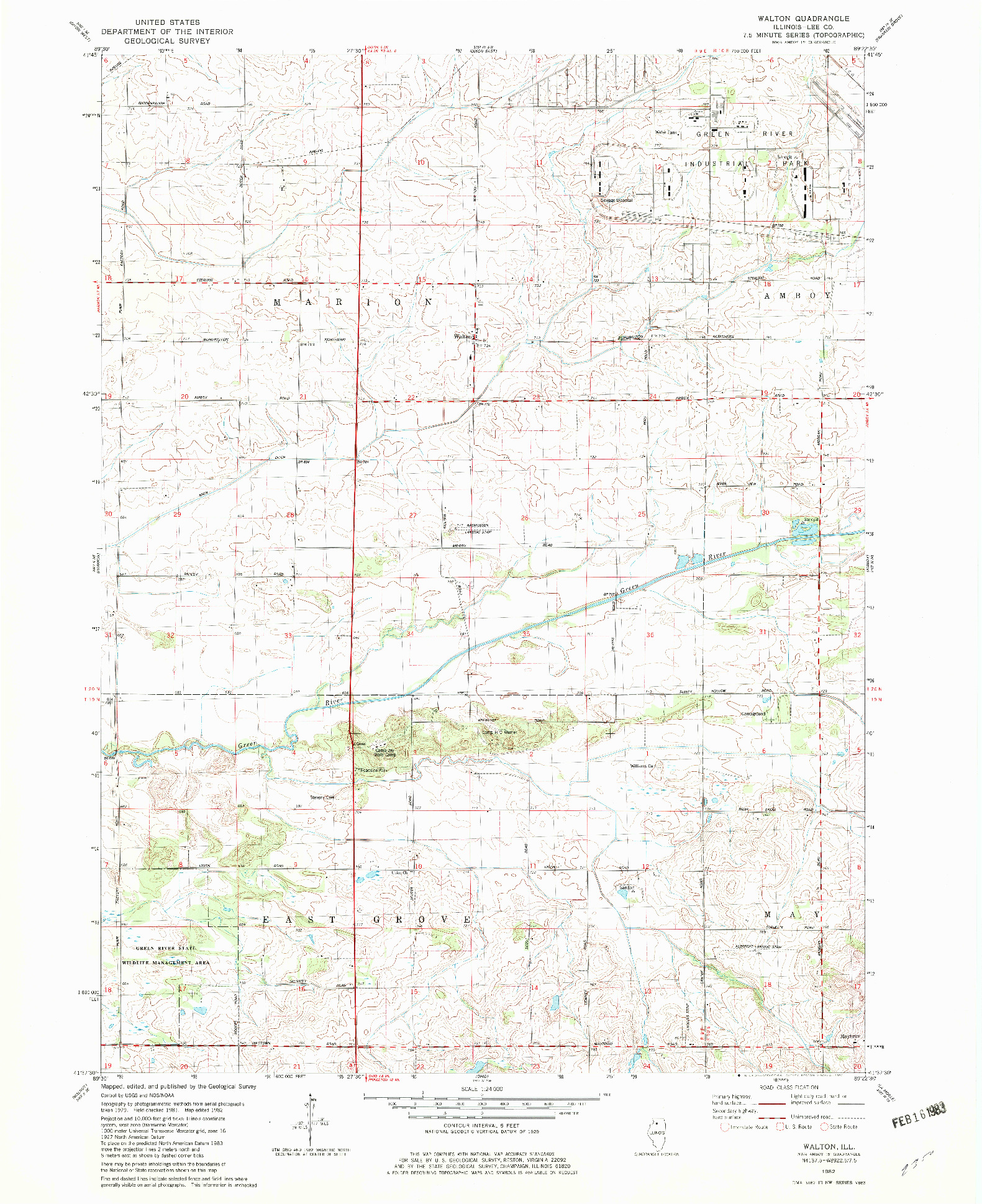 USGS 1:24000-SCALE QUADRANGLE FOR WALTON, IL 1982