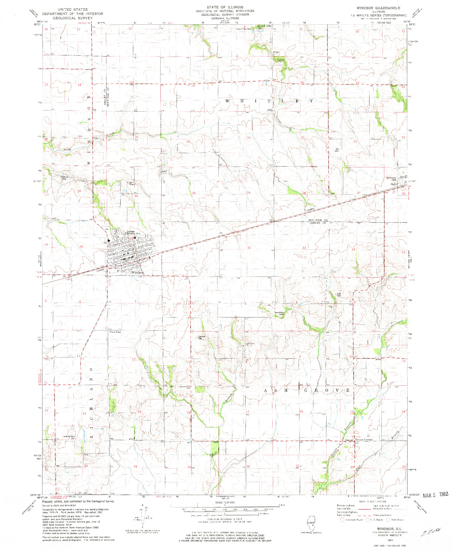 USGS 1:24000-SCALE QUADRANGLE FOR WINDSOR, IL 1981