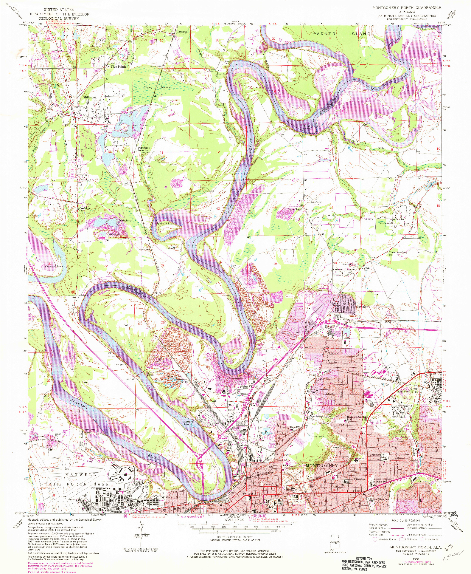 USGS 1:24000-SCALE QUADRANGLE FOR MONTGOMERY NORTH, AL 1958