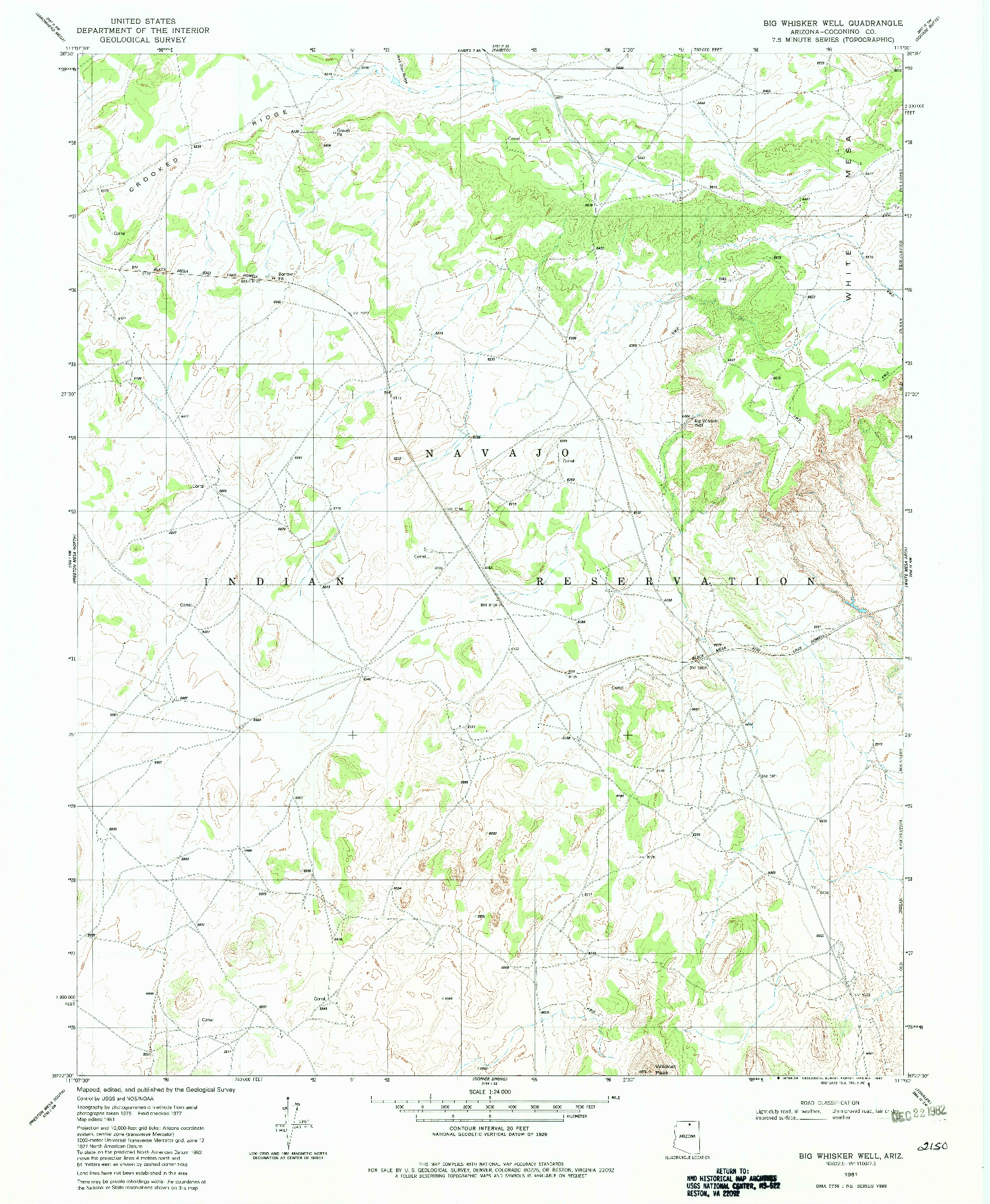 USGS 1:24000-SCALE QUADRANGLE FOR BIG WHISKER WELL, AZ 1981