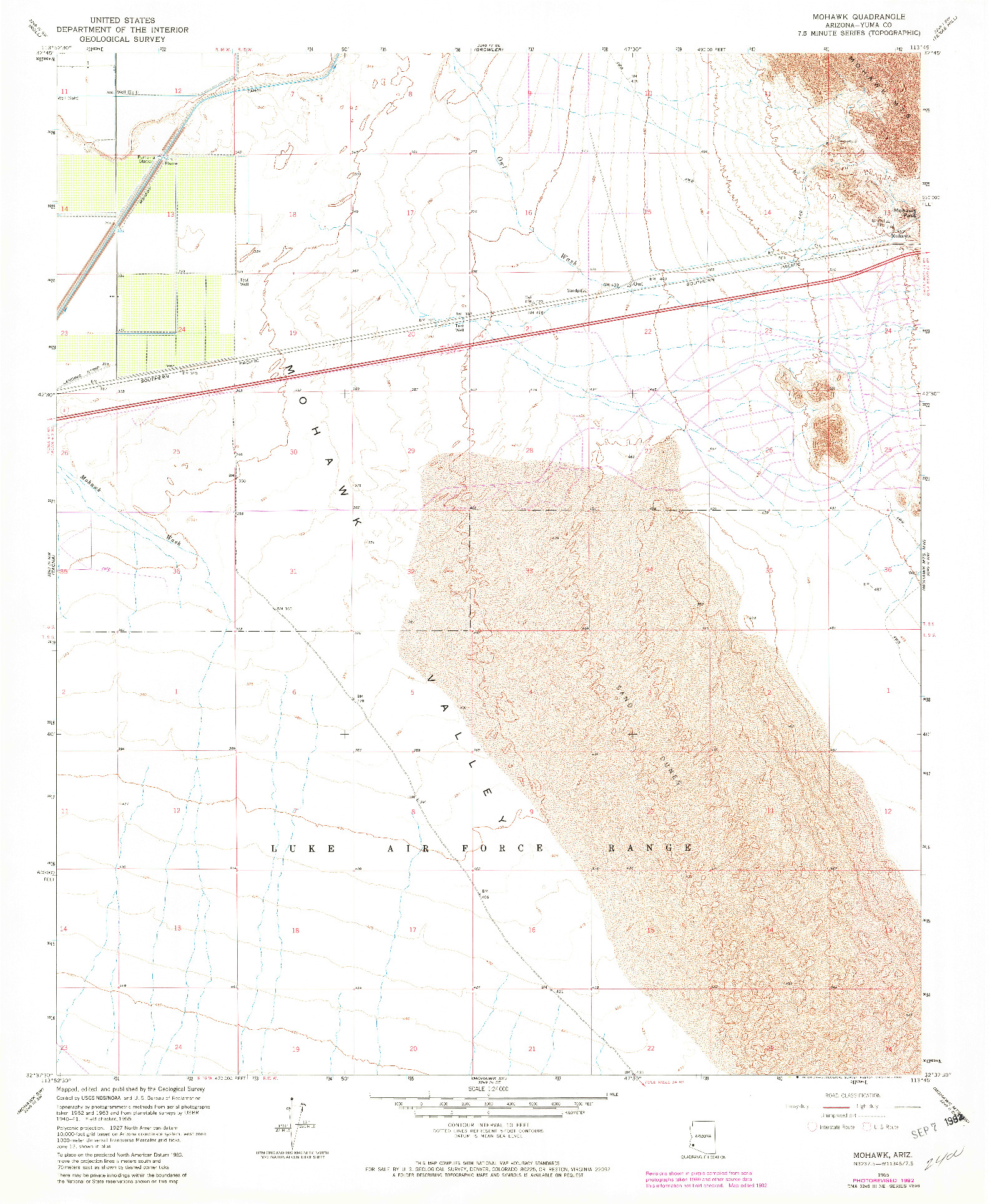 USGS 1:24000-SCALE QUADRANGLE FOR MOHAWK, AZ 1965