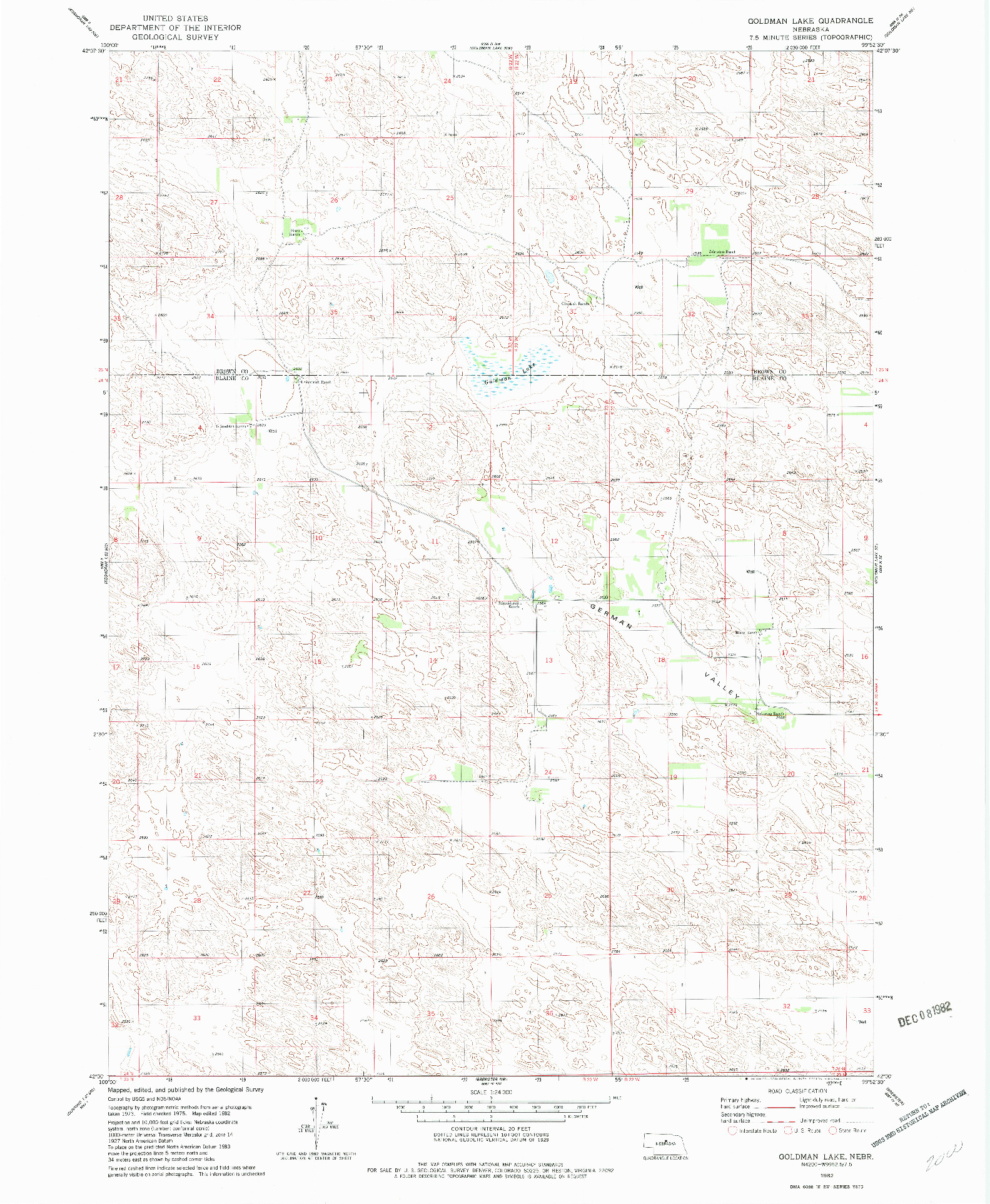 USGS 1:24000-SCALE QUADRANGLE FOR GOLDMAN LAKE, NE 1982