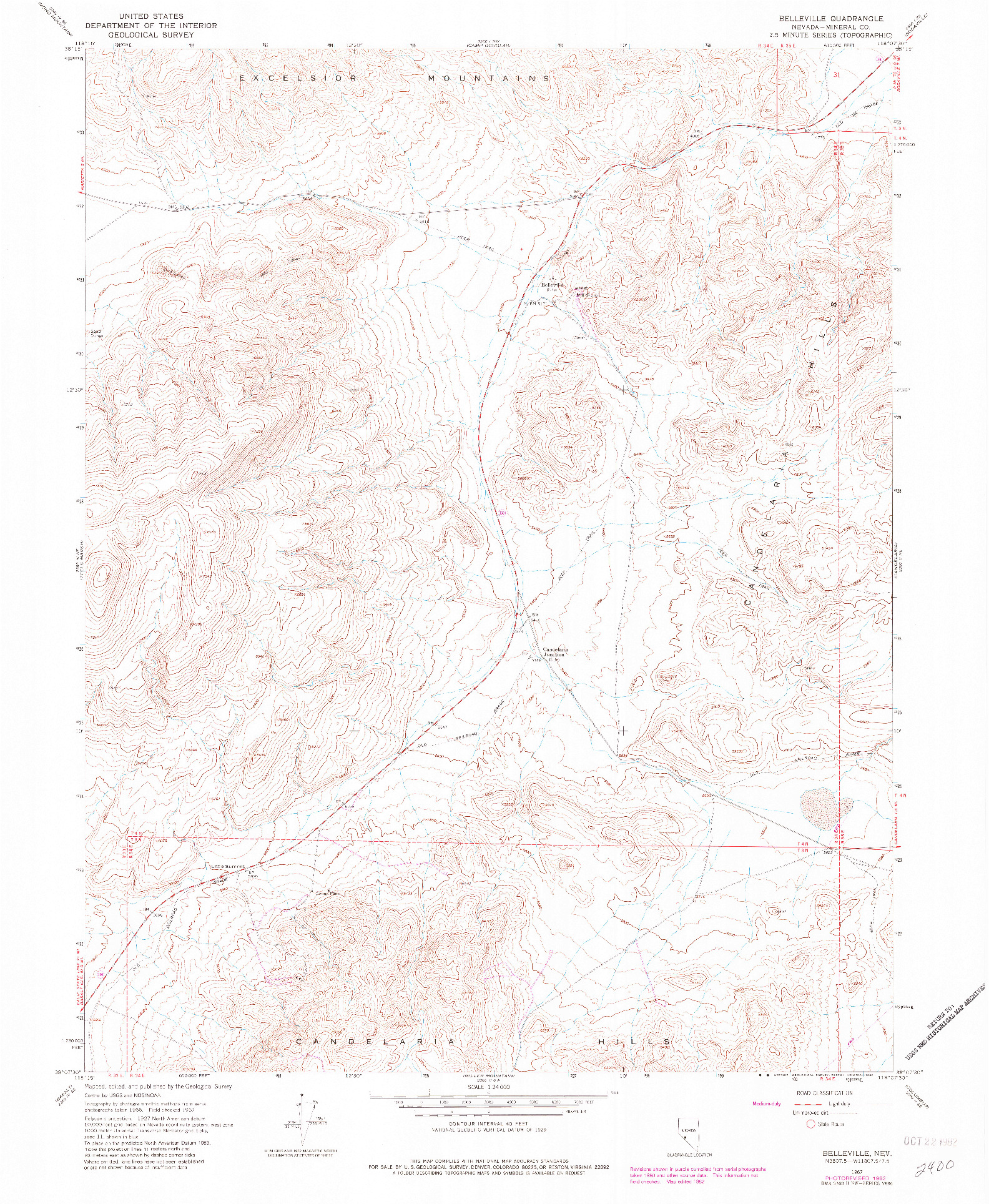 USGS 1:24000-SCALE QUADRANGLE FOR BELLEVILLE, NV 1967