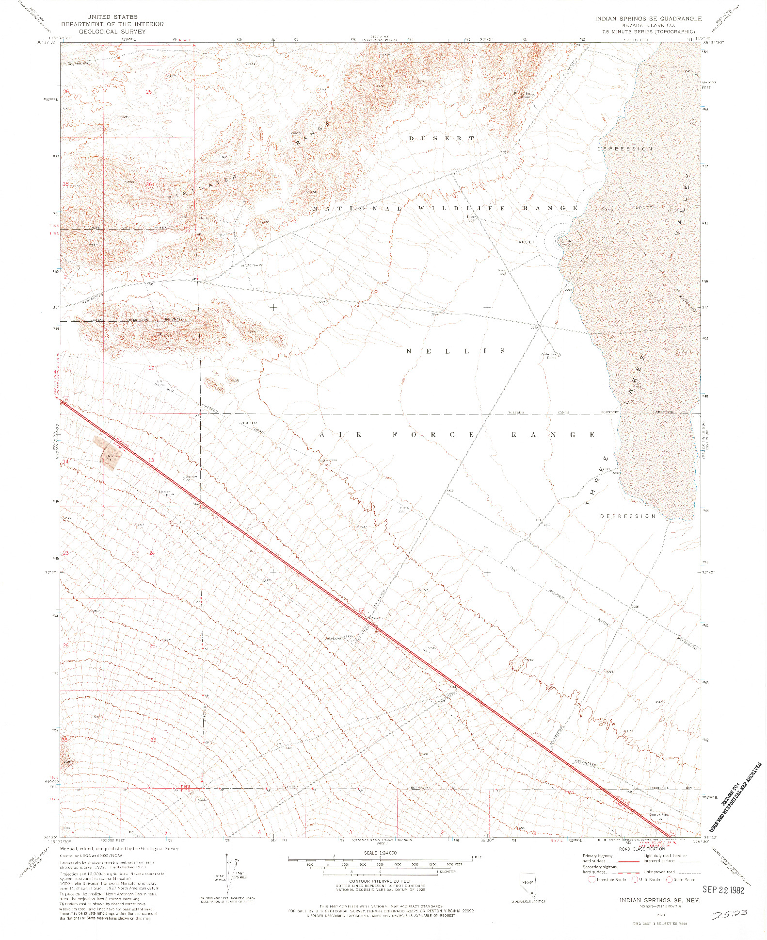 USGS 1:24000-SCALE QUADRANGLE FOR INDIAN SPRINGS SE, NV 1973