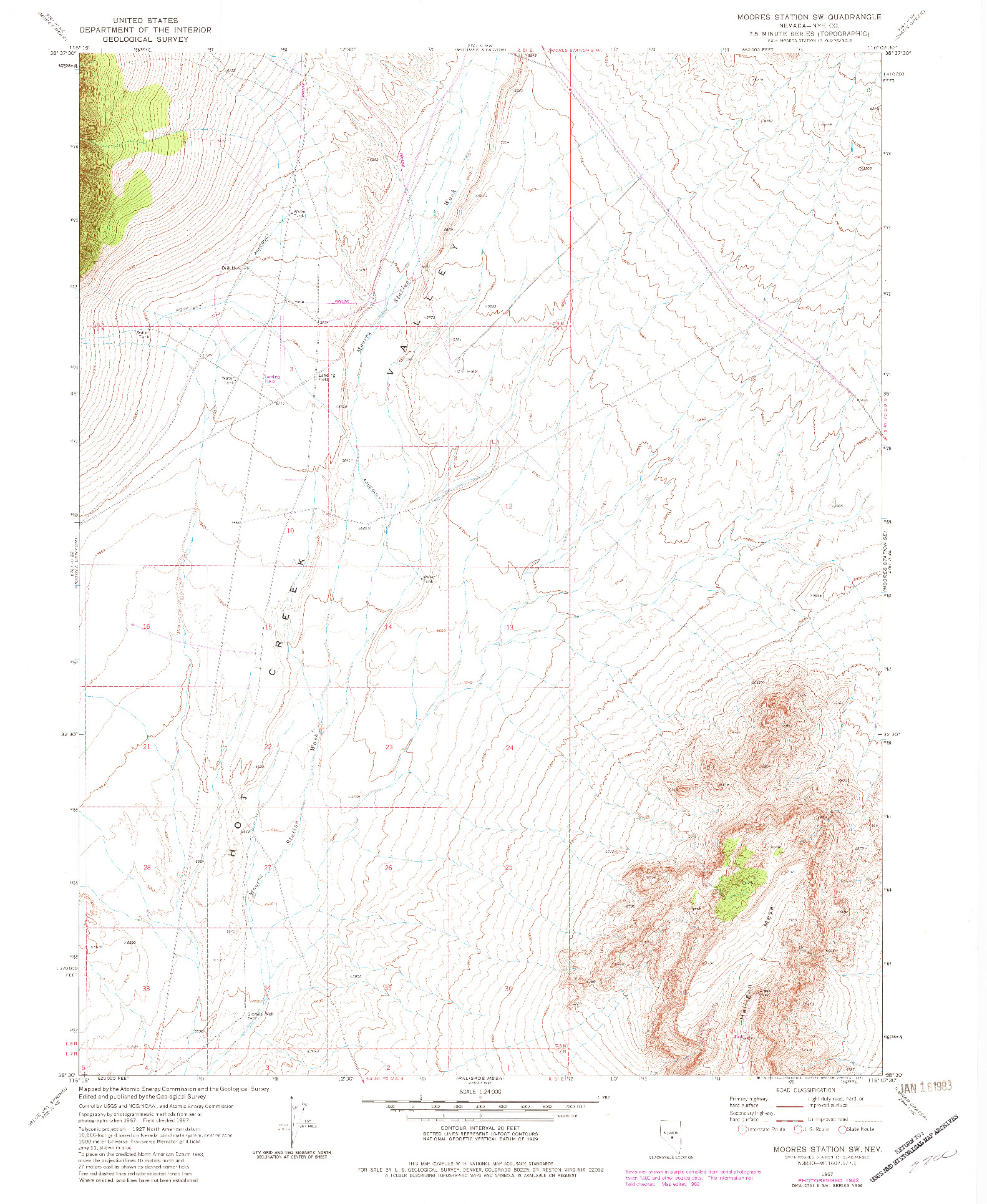 USGS 1:24000-SCALE QUADRANGLE FOR MOORES STATION SW, NV 1967