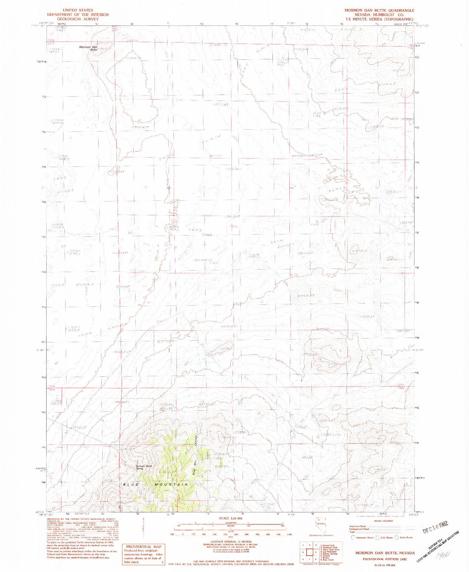 USGS 1:24000-SCALE QUADRANGLE FOR MORMON DAN BUTTE, NV 1982