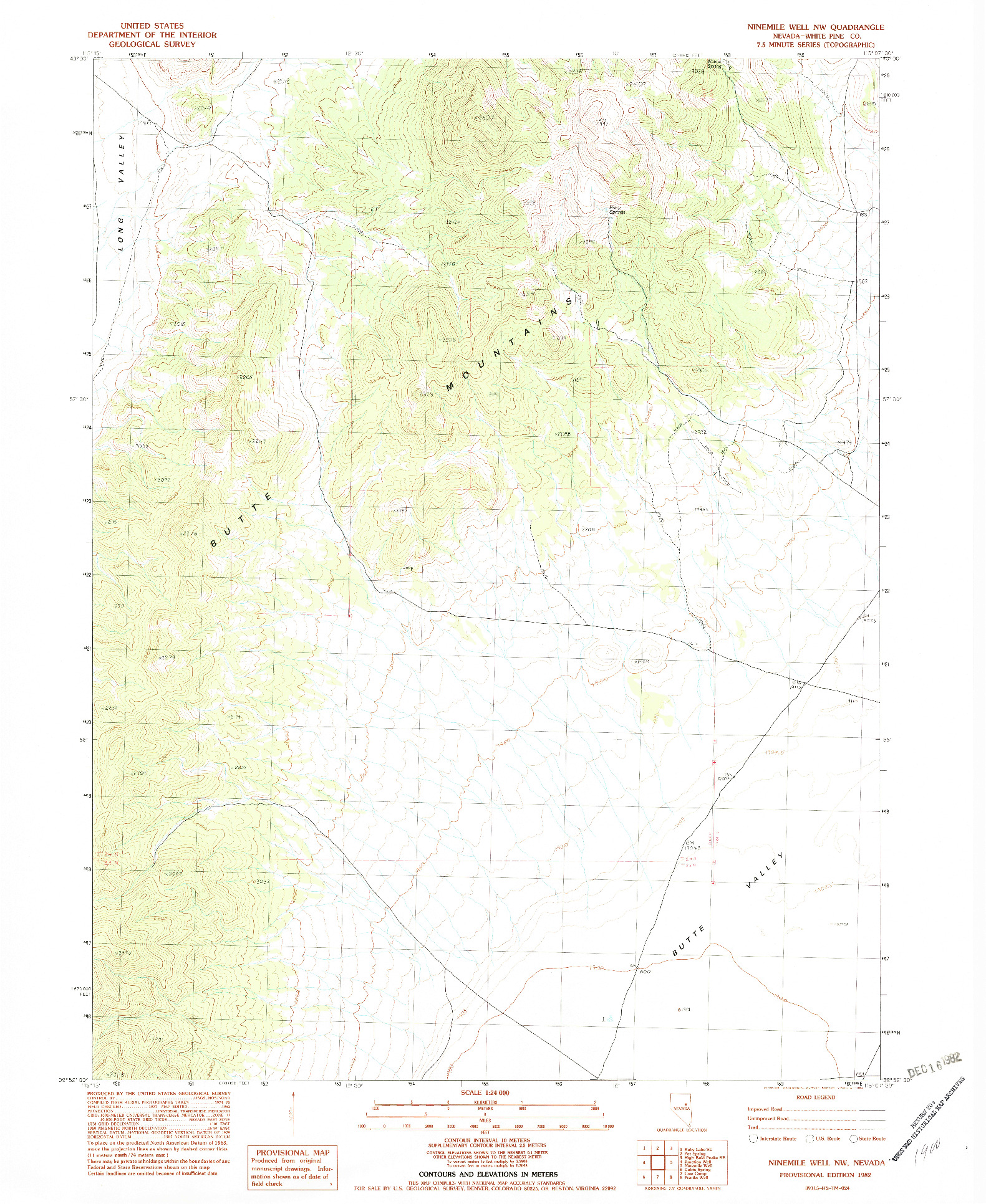 USGS 1:24000-SCALE QUADRANGLE FOR NINEMILE WELL NW, NV 1982
