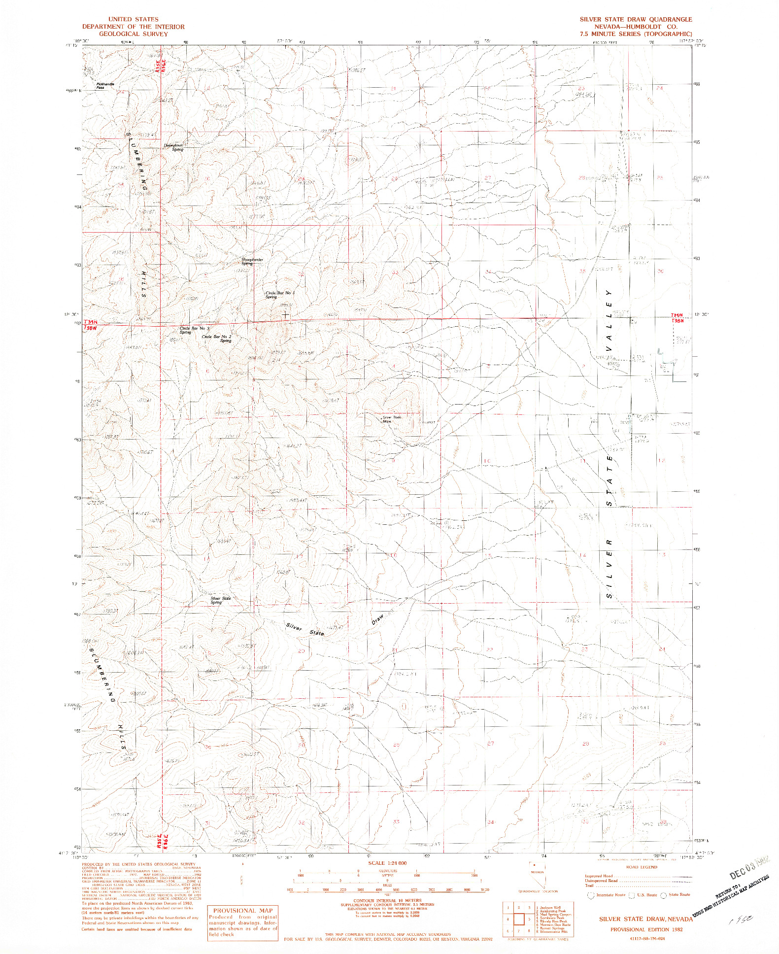 USGS 1:24000-SCALE QUADRANGLE FOR SILVER STATE DRAW, NV 1982