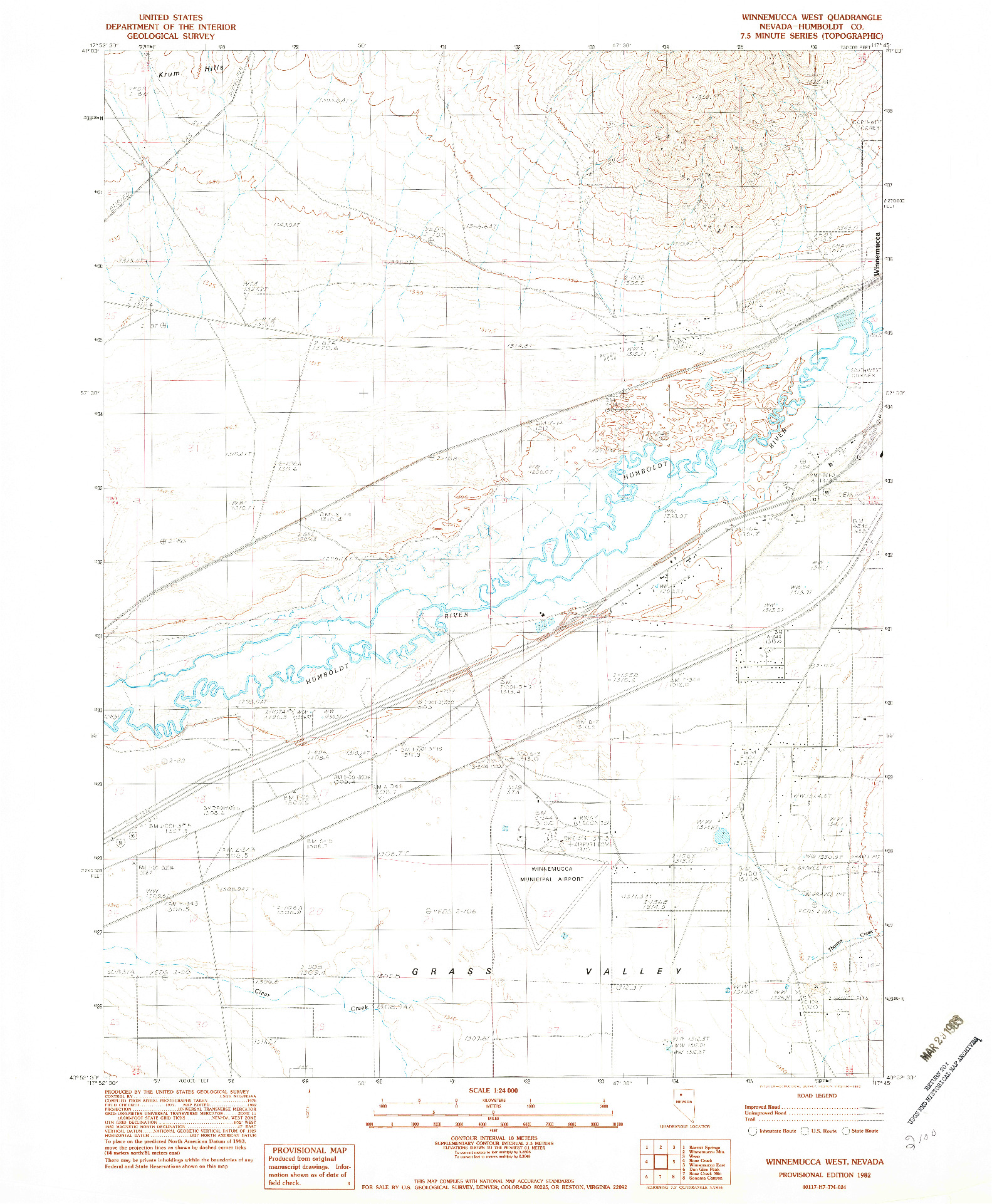 USGS 1:24000-SCALE QUADRANGLE FOR WINNEMUCCA WEST, NV 1982