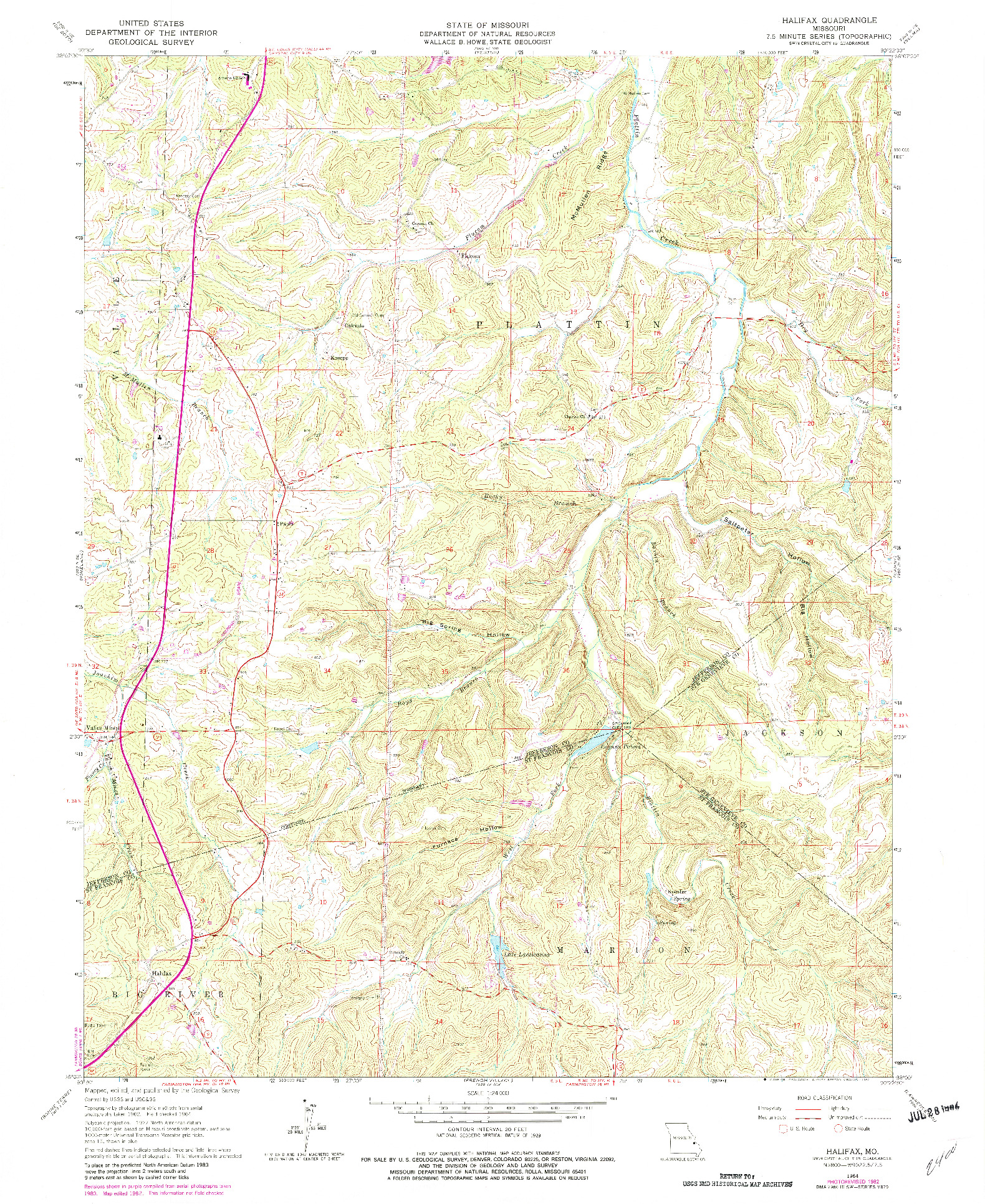 USGS 1:24000-SCALE QUADRANGLE FOR HALIFAX, MO 1964