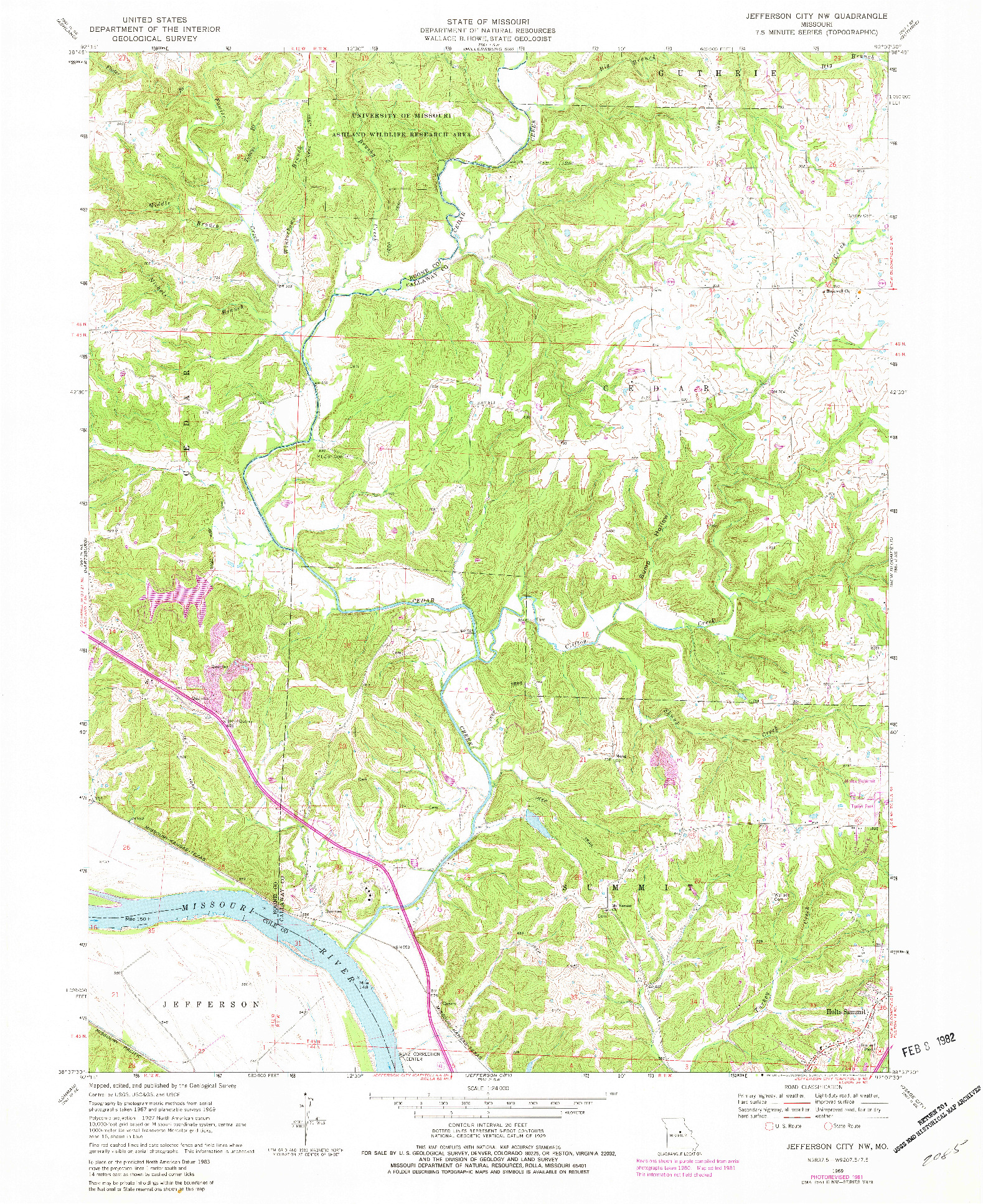 USGS 1:24000-SCALE QUADRANGLE FOR JEFFERSON CITY NW, MO 1962
