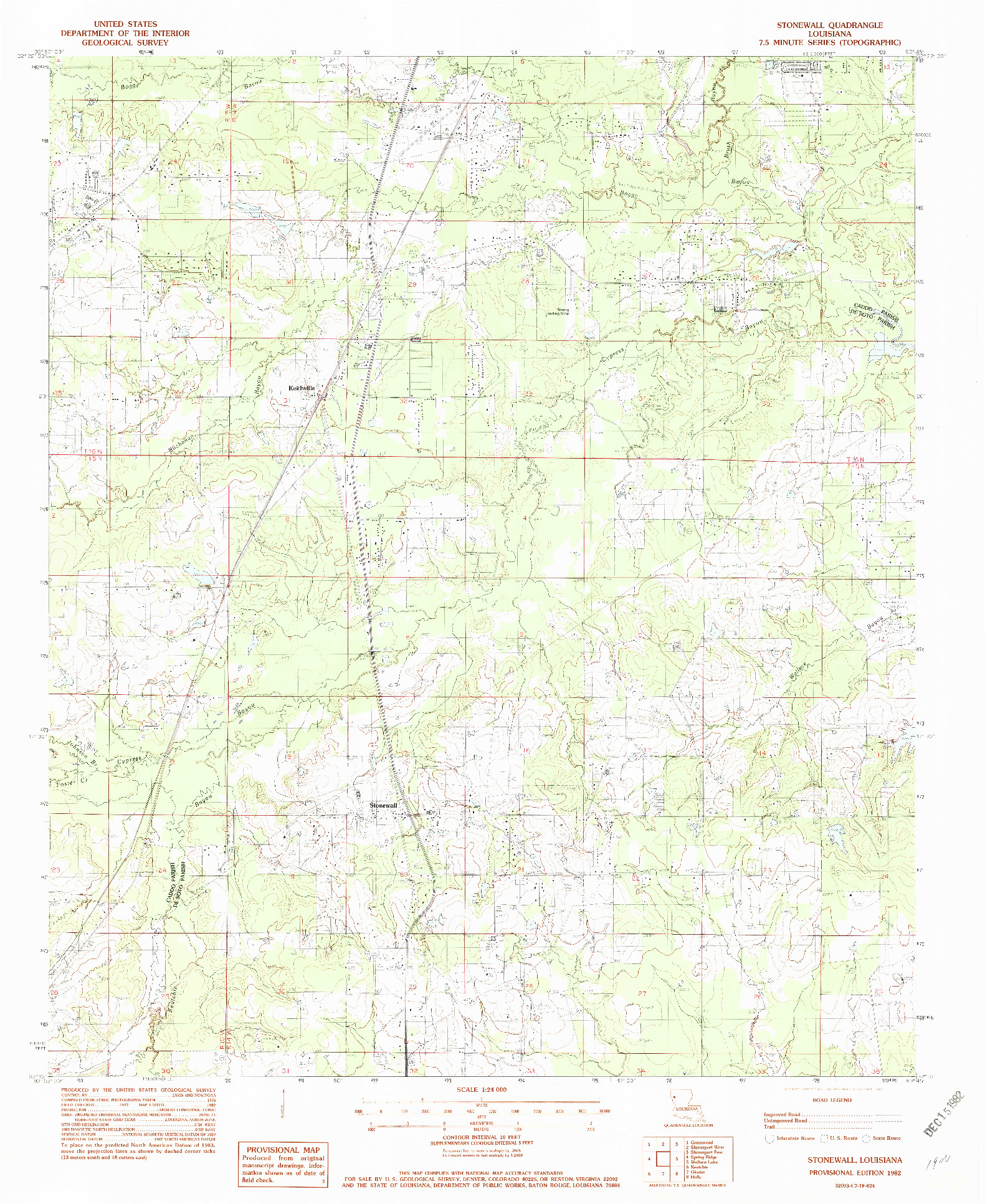 USGS 1:24000-SCALE QUADRANGLE FOR STONEWALL, LA 1982