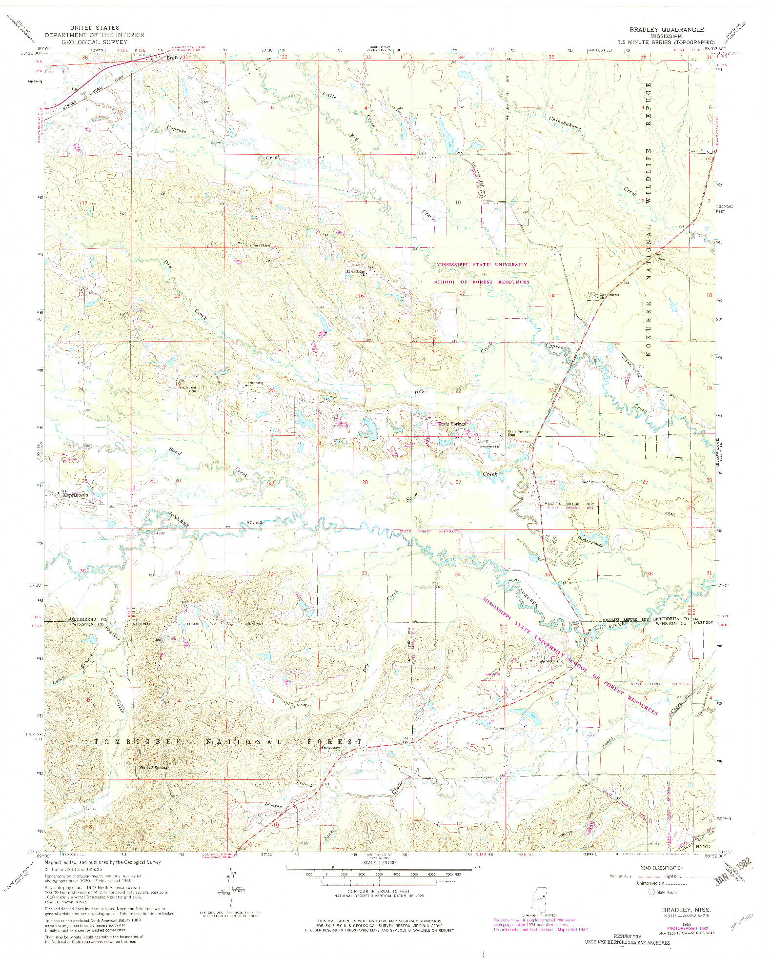 USGS 1:24000-SCALE QUADRANGLE FOR BRADLEY, MS 1965