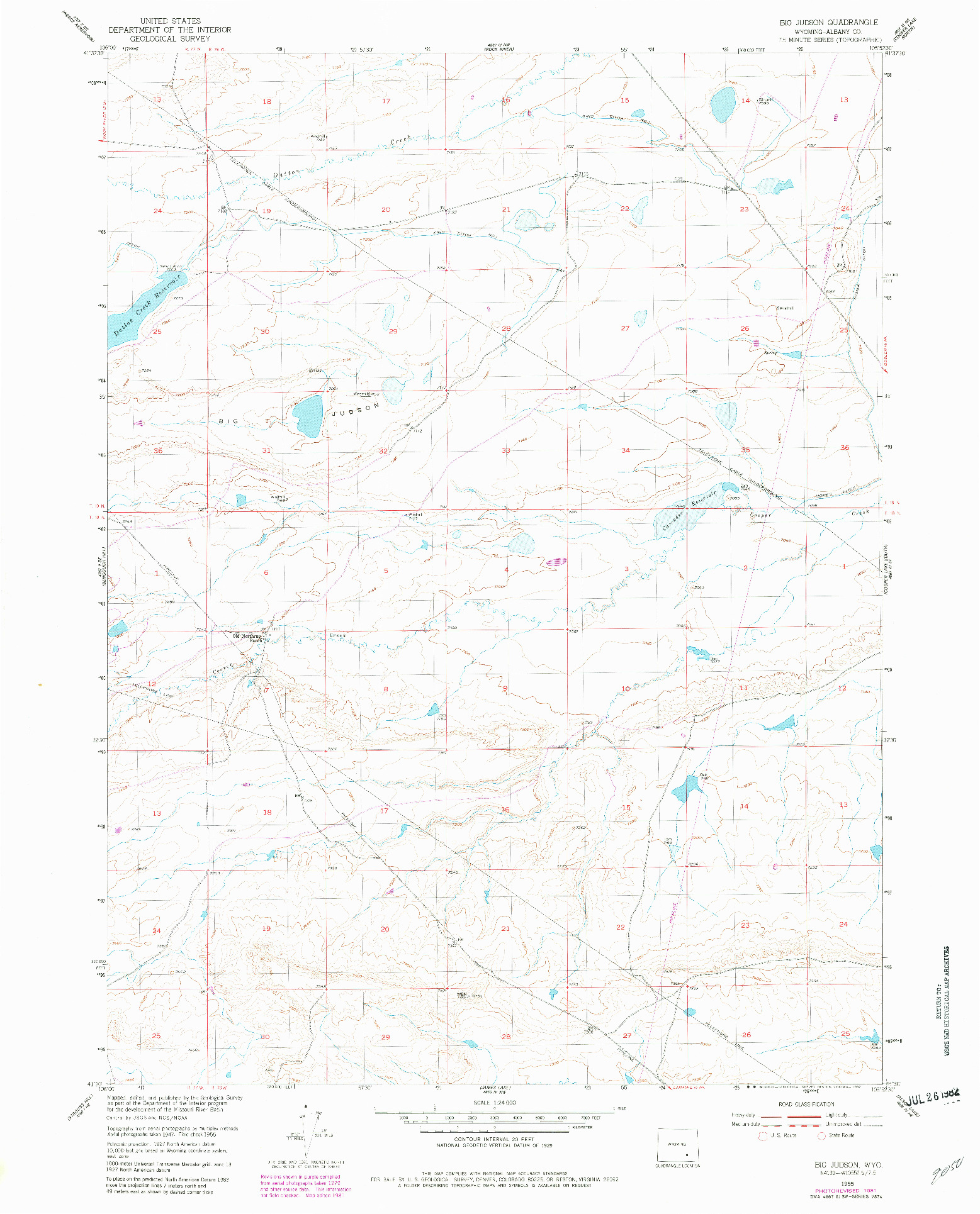 USGS 1:24000-SCALE QUADRANGLE FOR BIG JUDSON, WY 1955