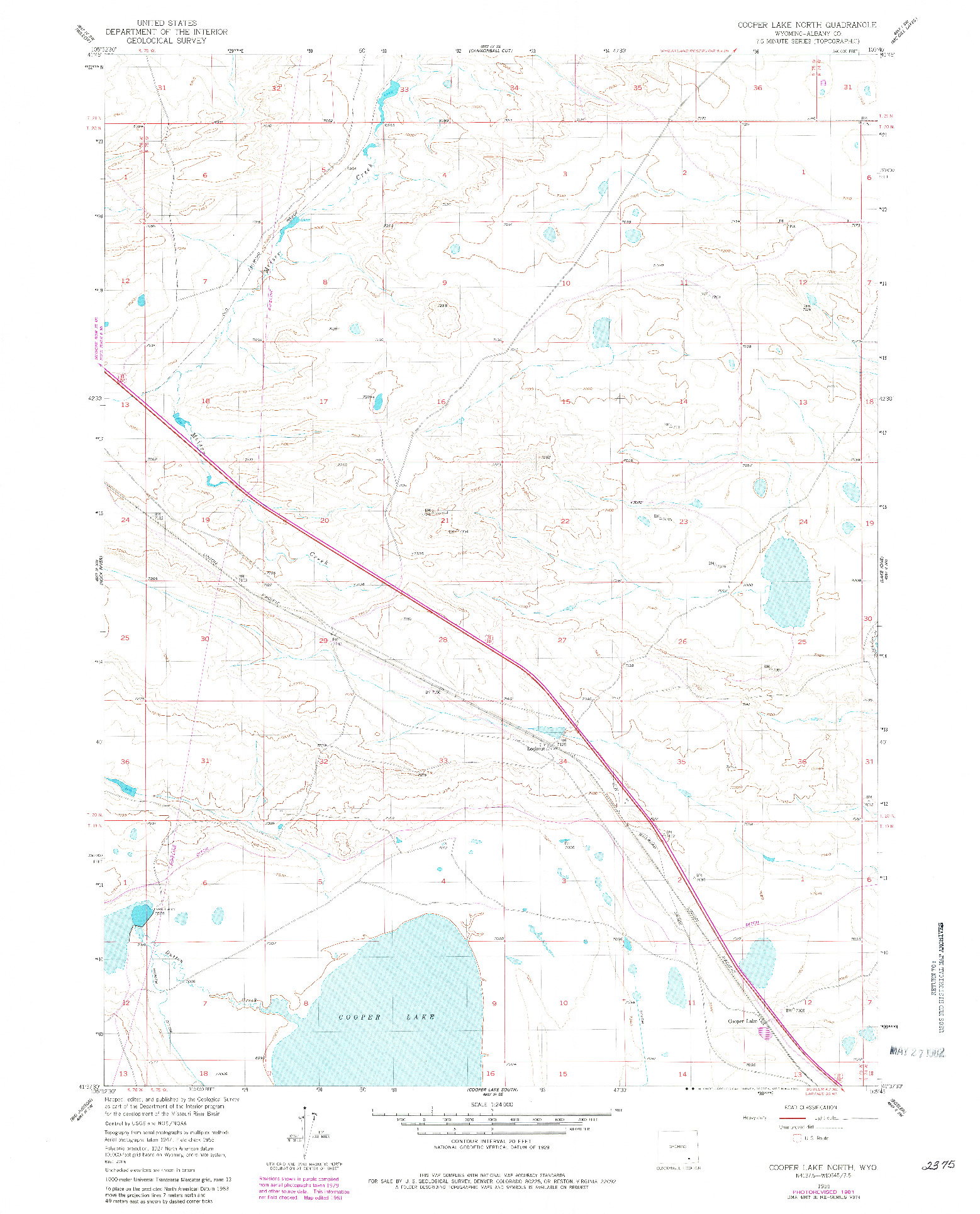 USGS 1:24000-SCALE QUADRANGLE FOR COOPER LAKE NORTH, WY 1955