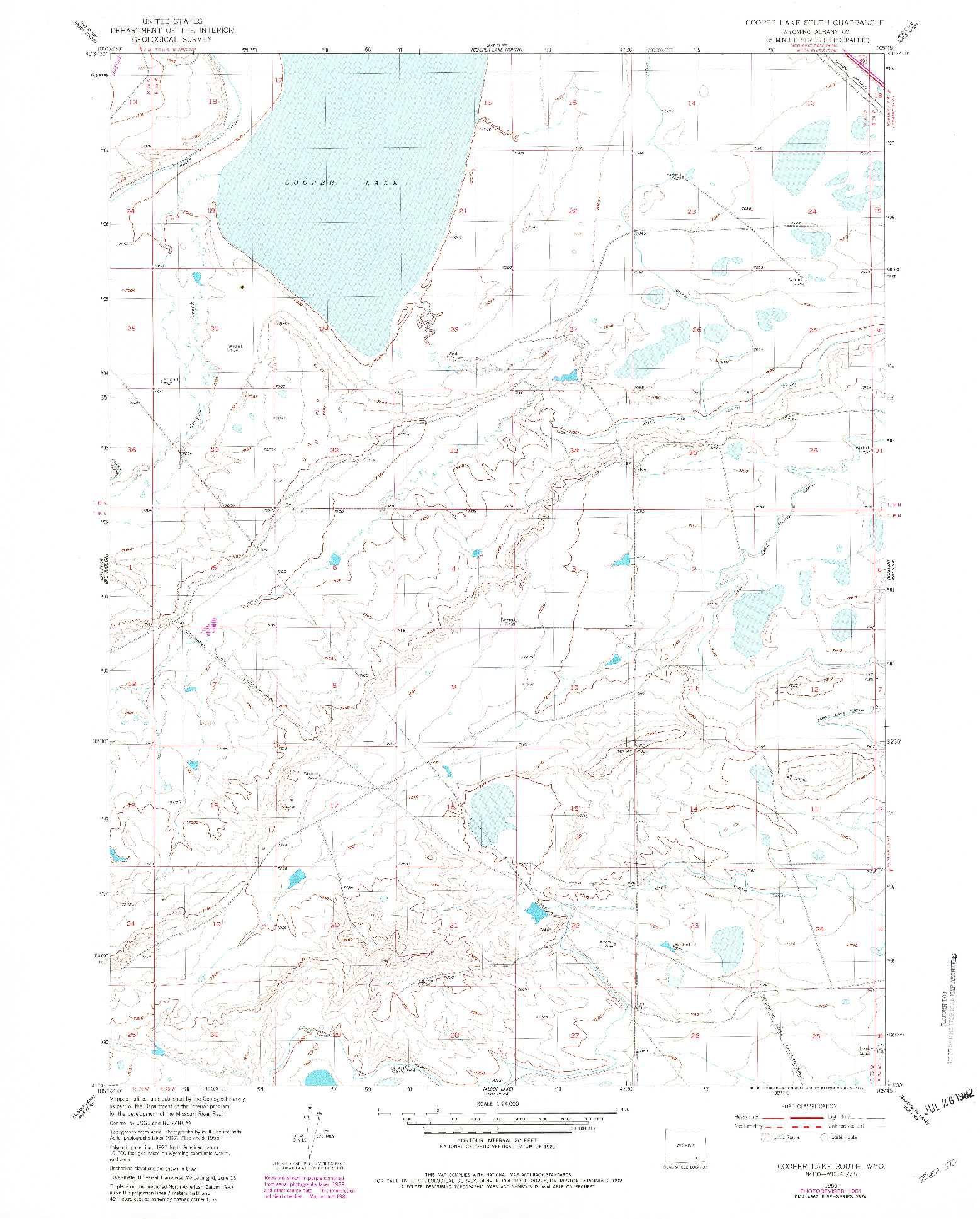 USGS 1:24000-SCALE QUADRANGLE FOR COOPER LAKE SOUTH, WY 1955