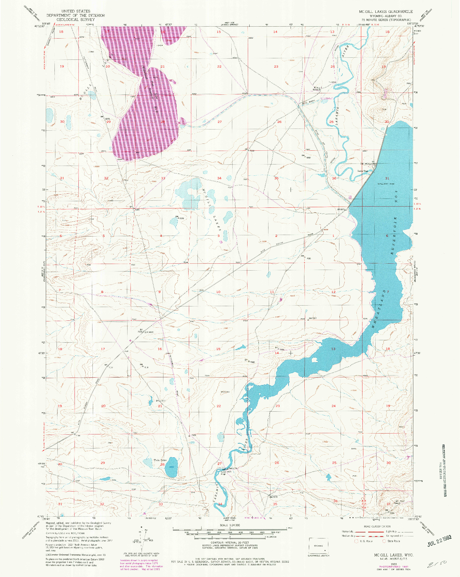 USGS 1:24000-SCALE QUADRANGLE FOR MC GILL LAKES, WY 1955