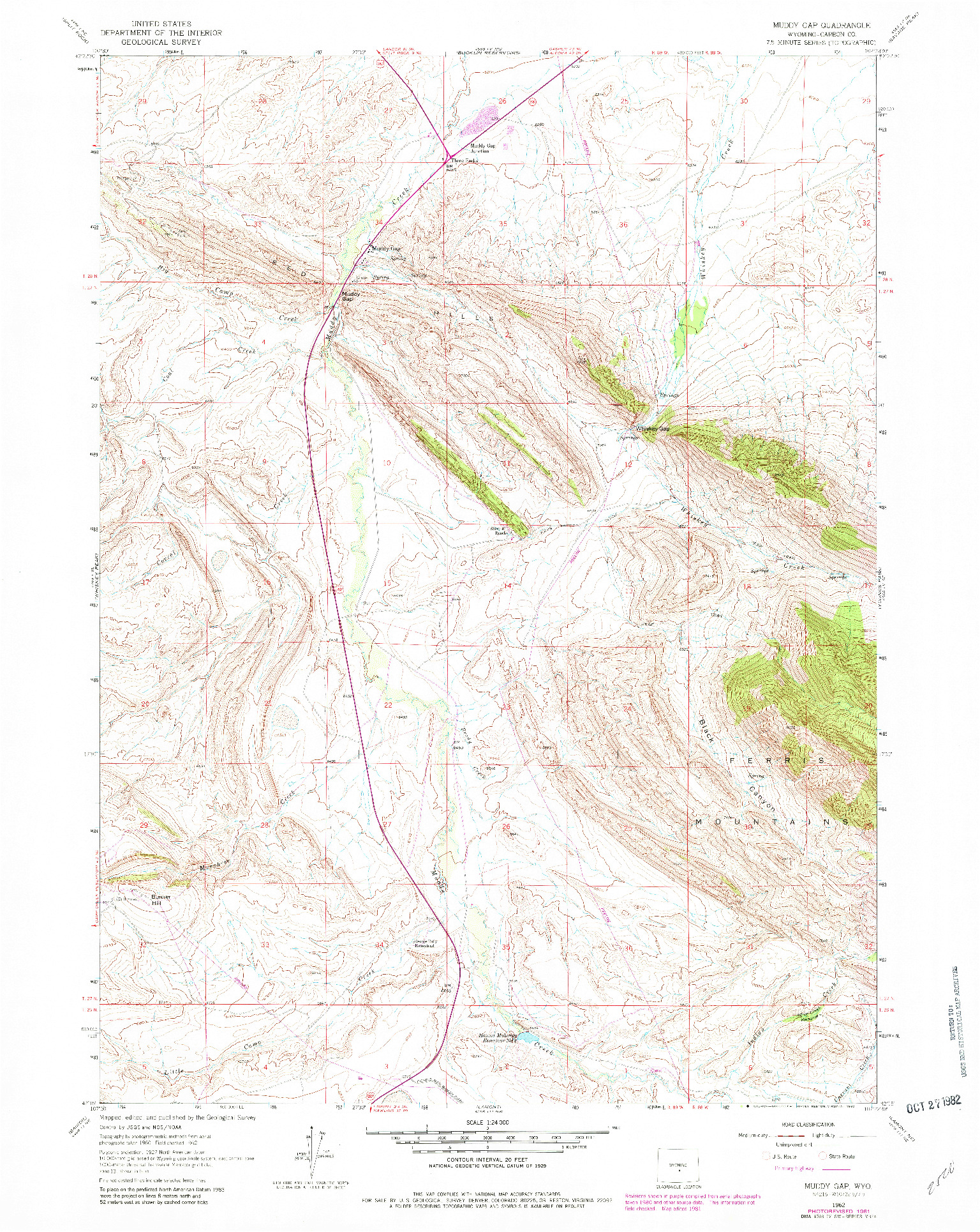 USGS 1:24000-SCALE QUADRANGLE FOR MUDDY GAP, WY 1962