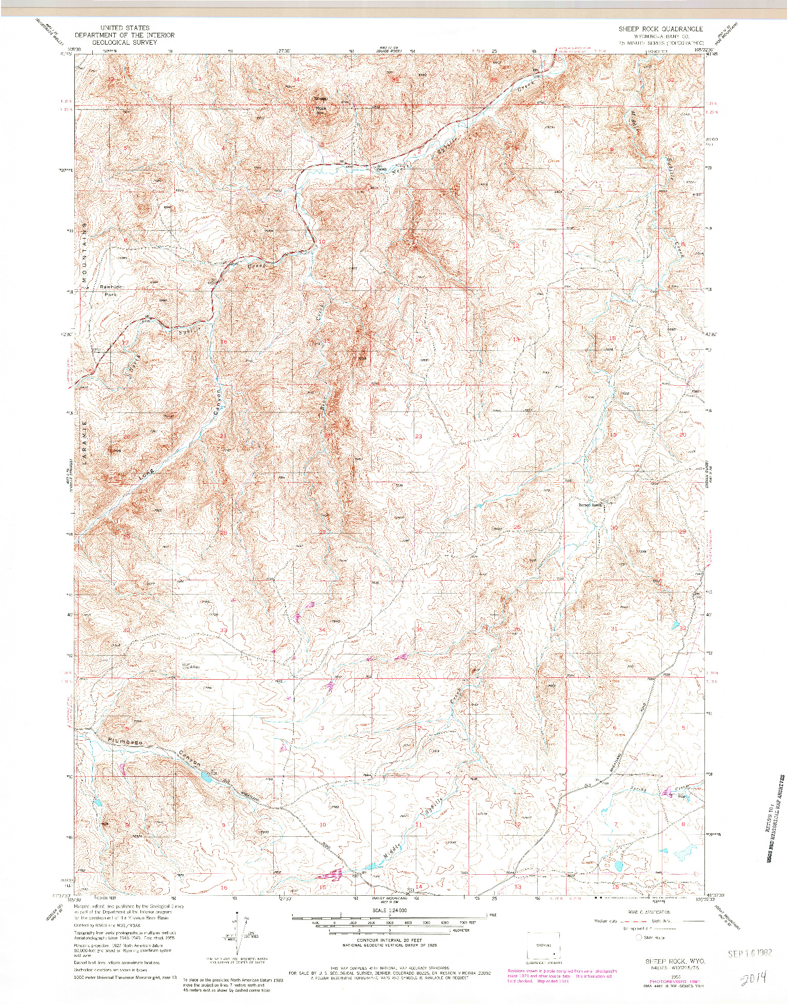 USGS 1:24000-SCALE QUADRANGLE FOR SHEEP ROCK, WY 1955