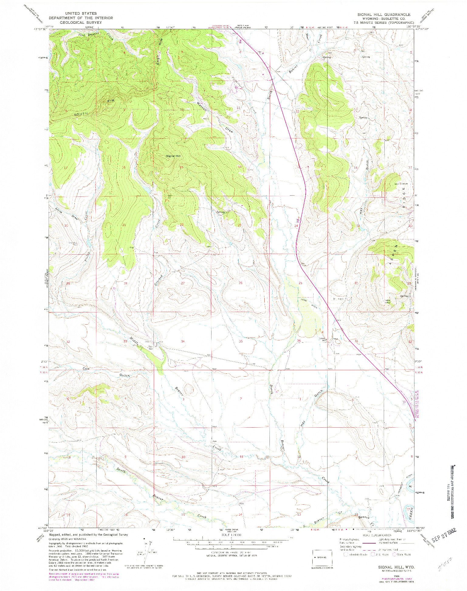 USGS 1:24000-SCALE QUADRANGLE FOR SIGNAL HILL, WY 1966