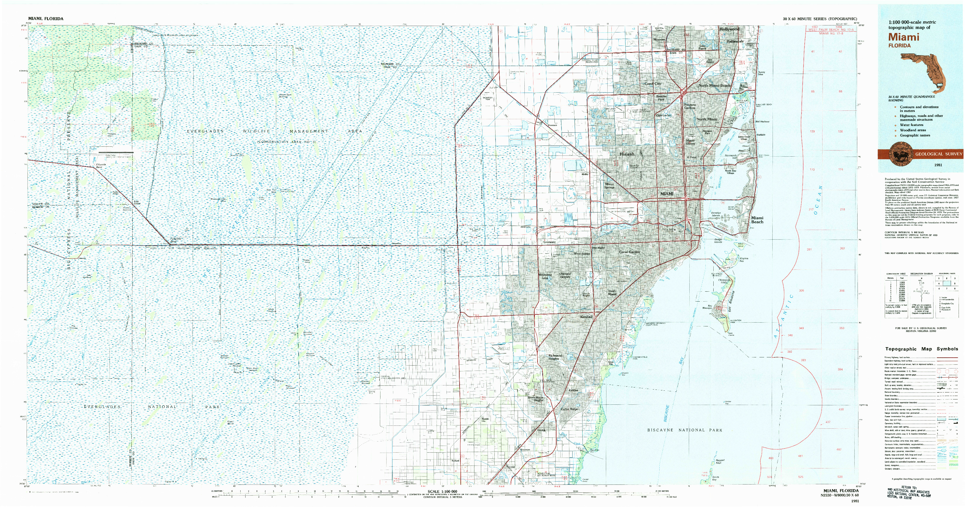 USGS 1:100000-SCALE QUADRANGLE FOR MIAMI, FL 1981