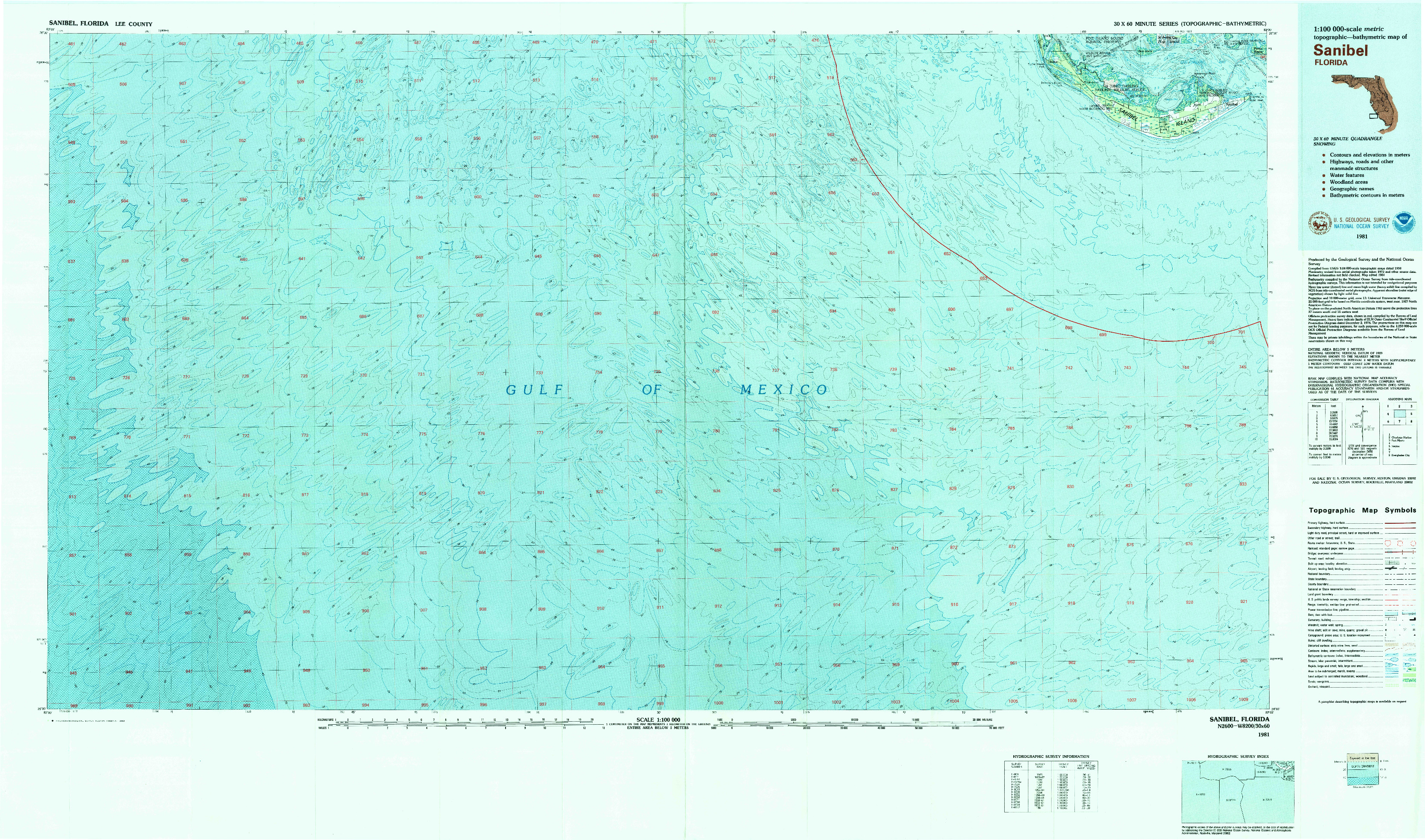 USGS 1:100000-SCALE QUADRANGLE FOR SANIBEL, FL 1981