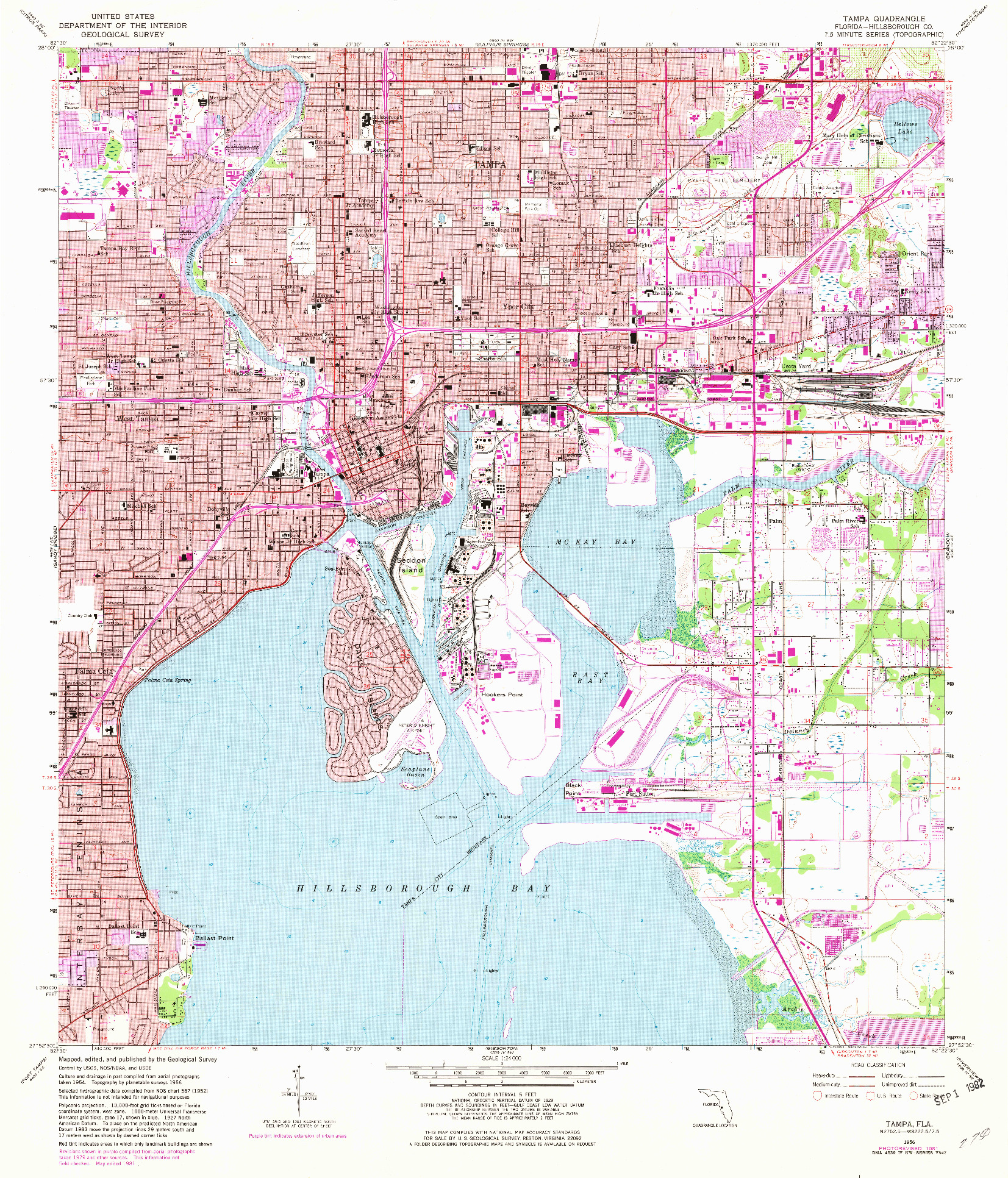 USGS 1:24000-SCALE QUADRANGLE FOR TAMPA, FL 1956