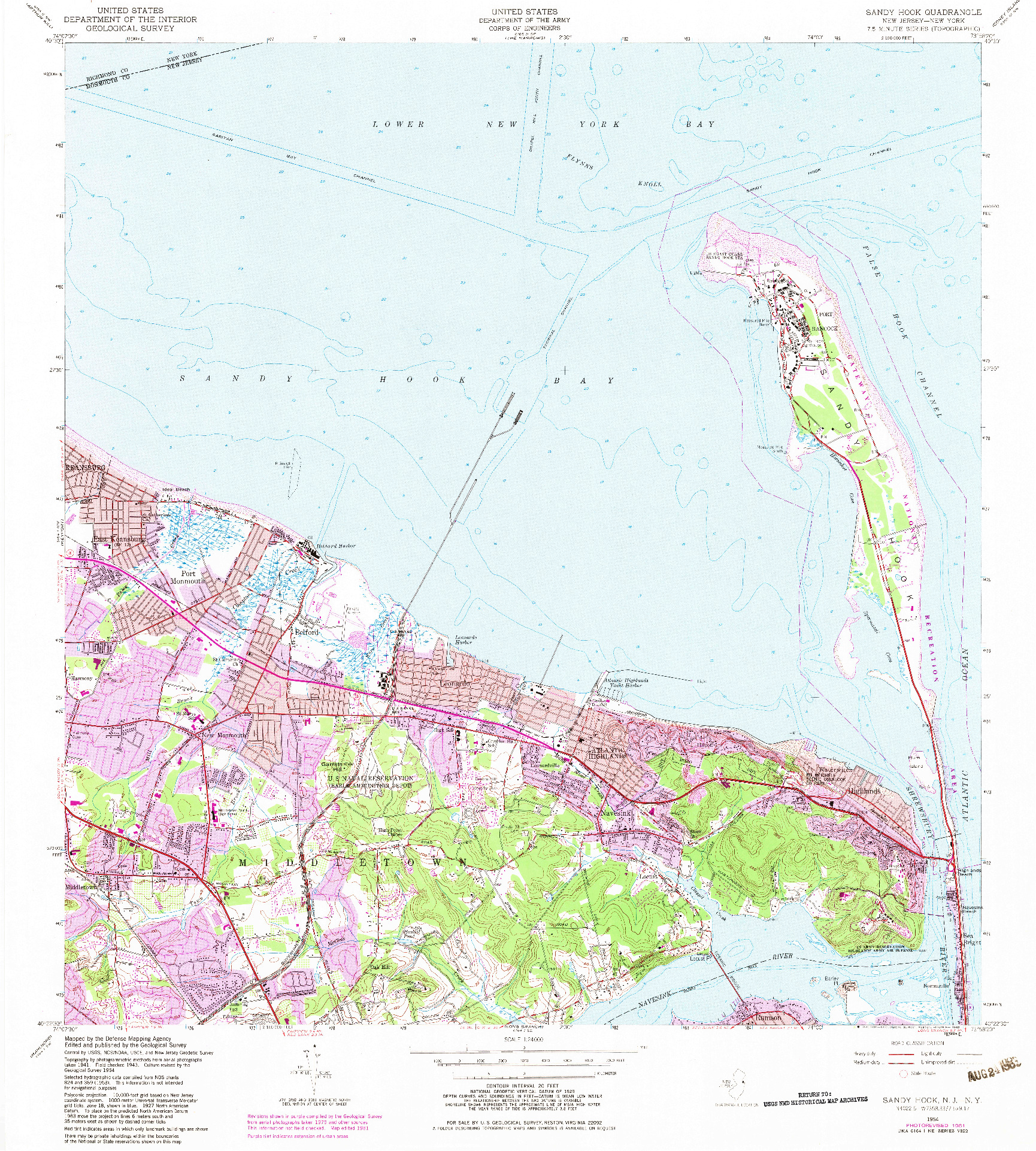USGS 1:24000-SCALE QUADRANGLE FOR SANDY HOOK, NJ 1954