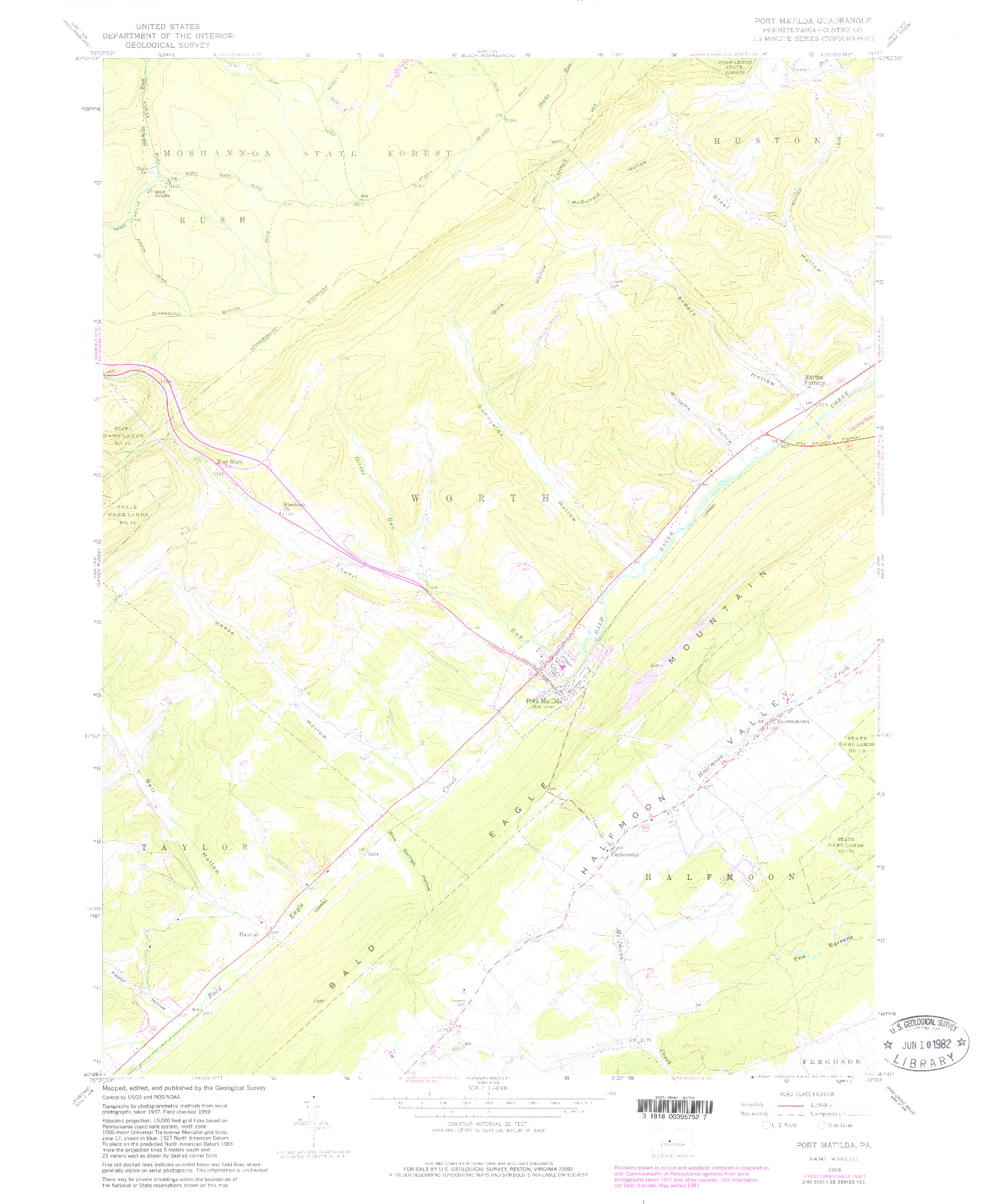 USGS 1:24000-SCALE QUADRANGLE FOR PORT MATILDA, PA 1959