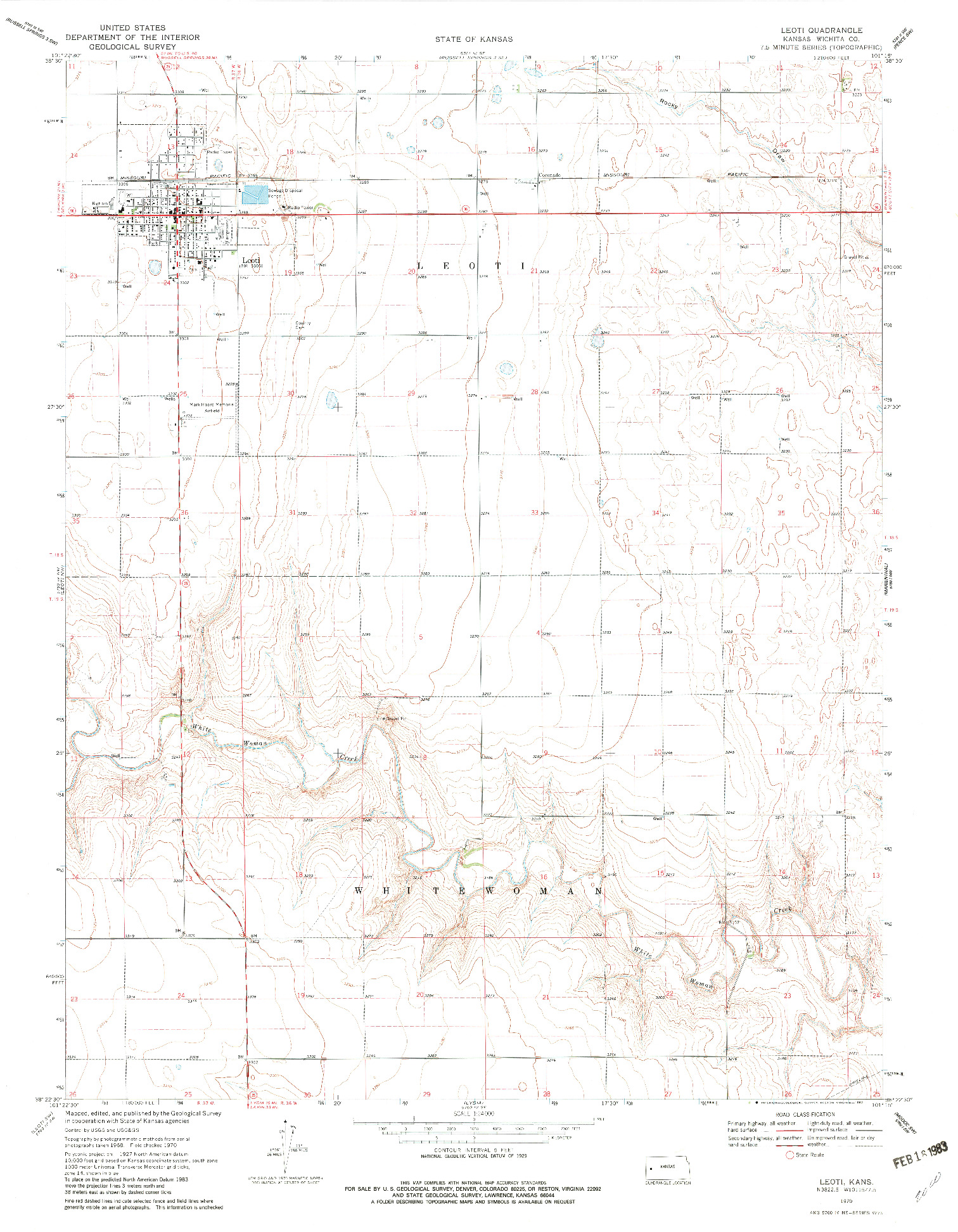 USGS 1:24000-SCALE QUADRANGLE FOR LEOTI, KS 1970