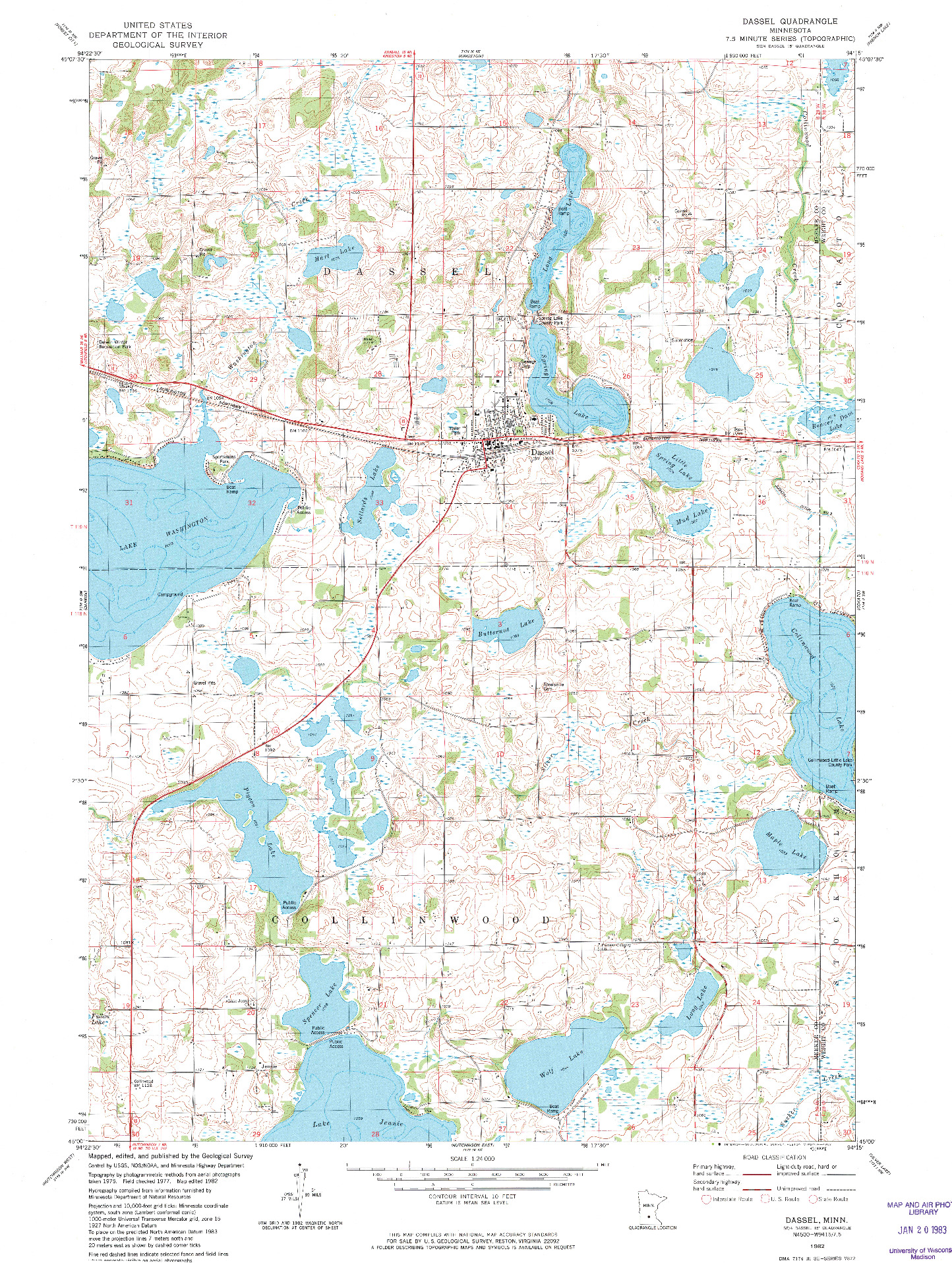 USGS 1:24000-SCALE QUADRANGLE FOR DASSEL, MN 1982