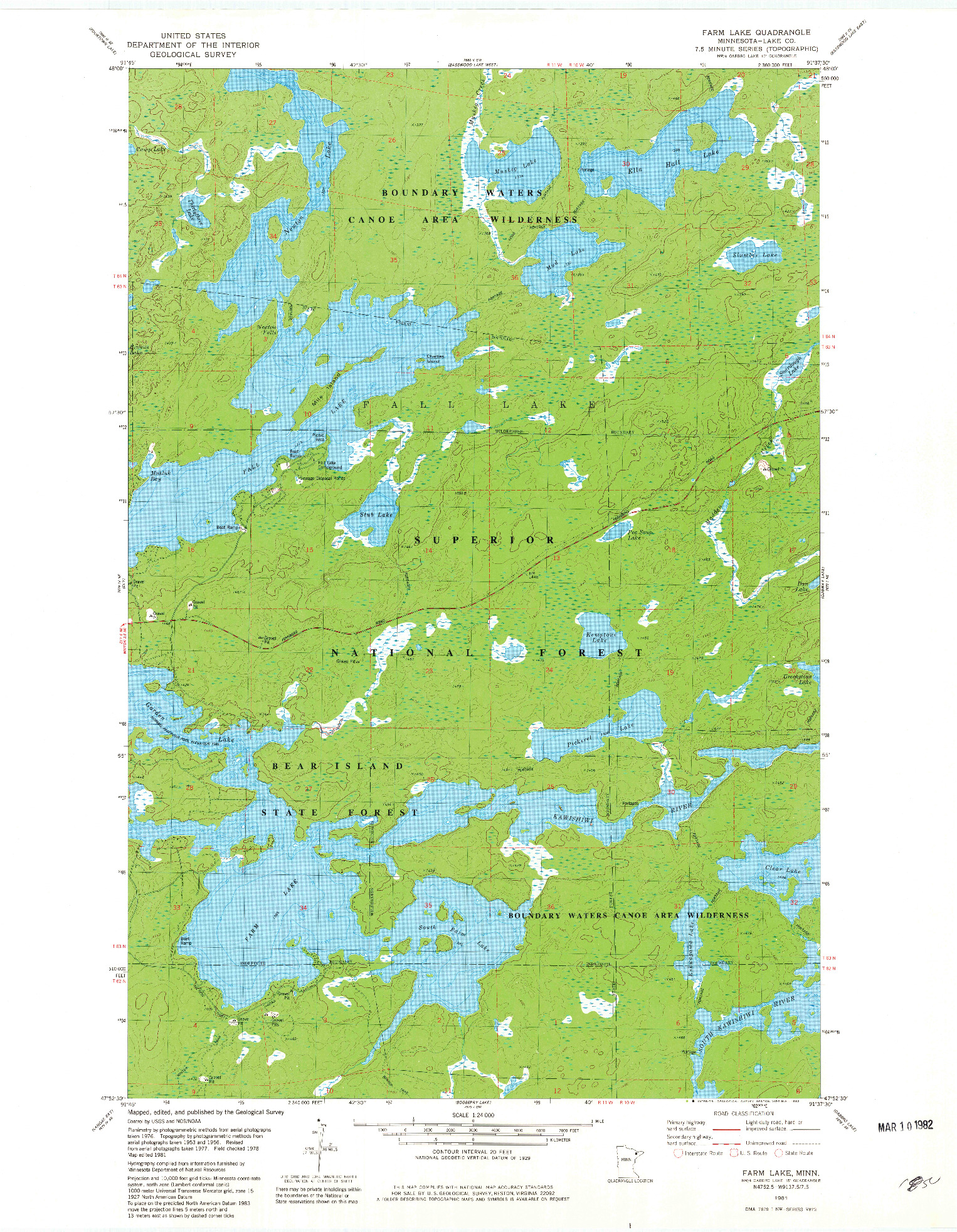 USGS 1:24000-SCALE QUADRANGLE FOR FARM LAKE, MN 1981