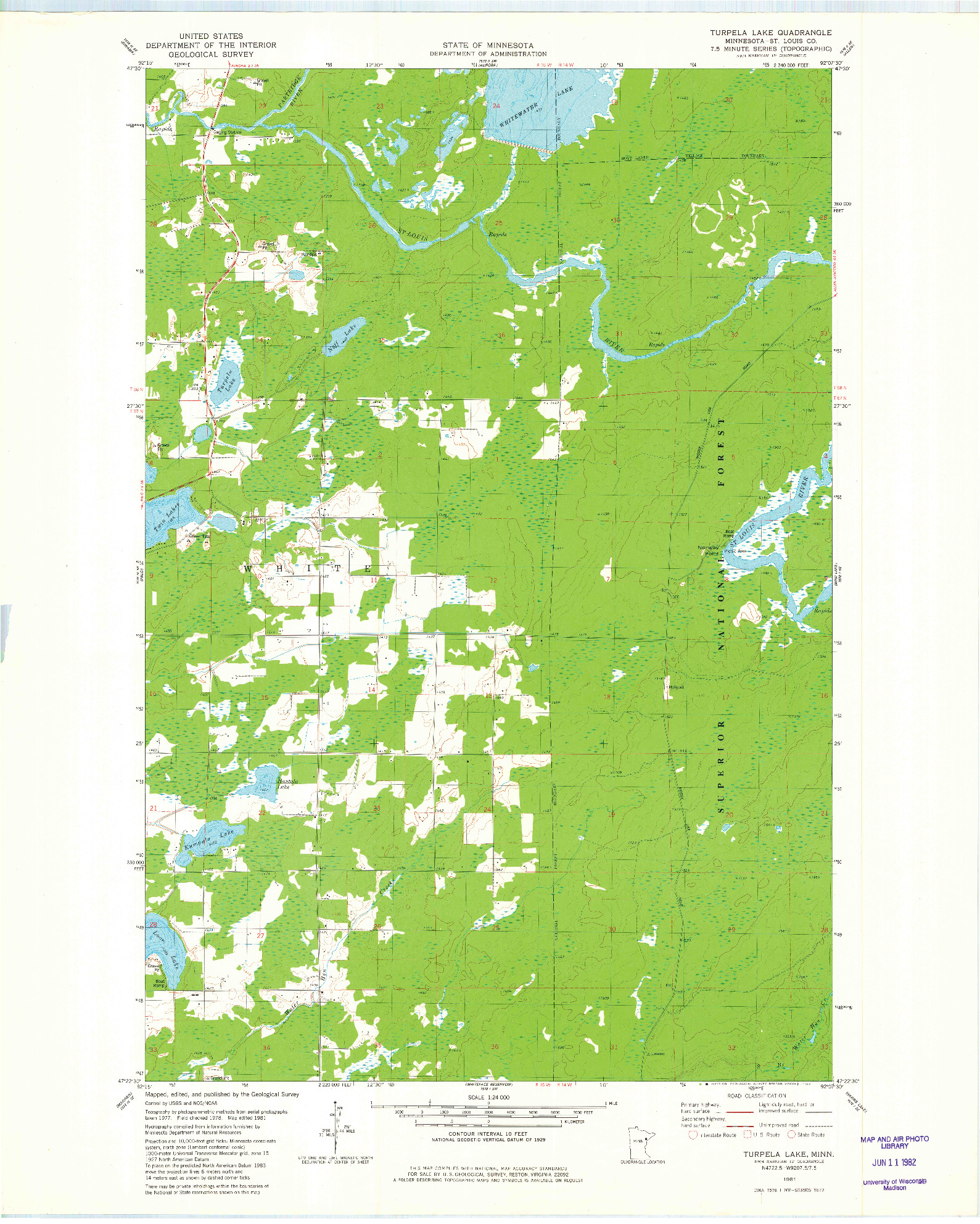 USGS 1:24000-SCALE QUADRANGLE FOR TURPELA LAKE, MN 1981