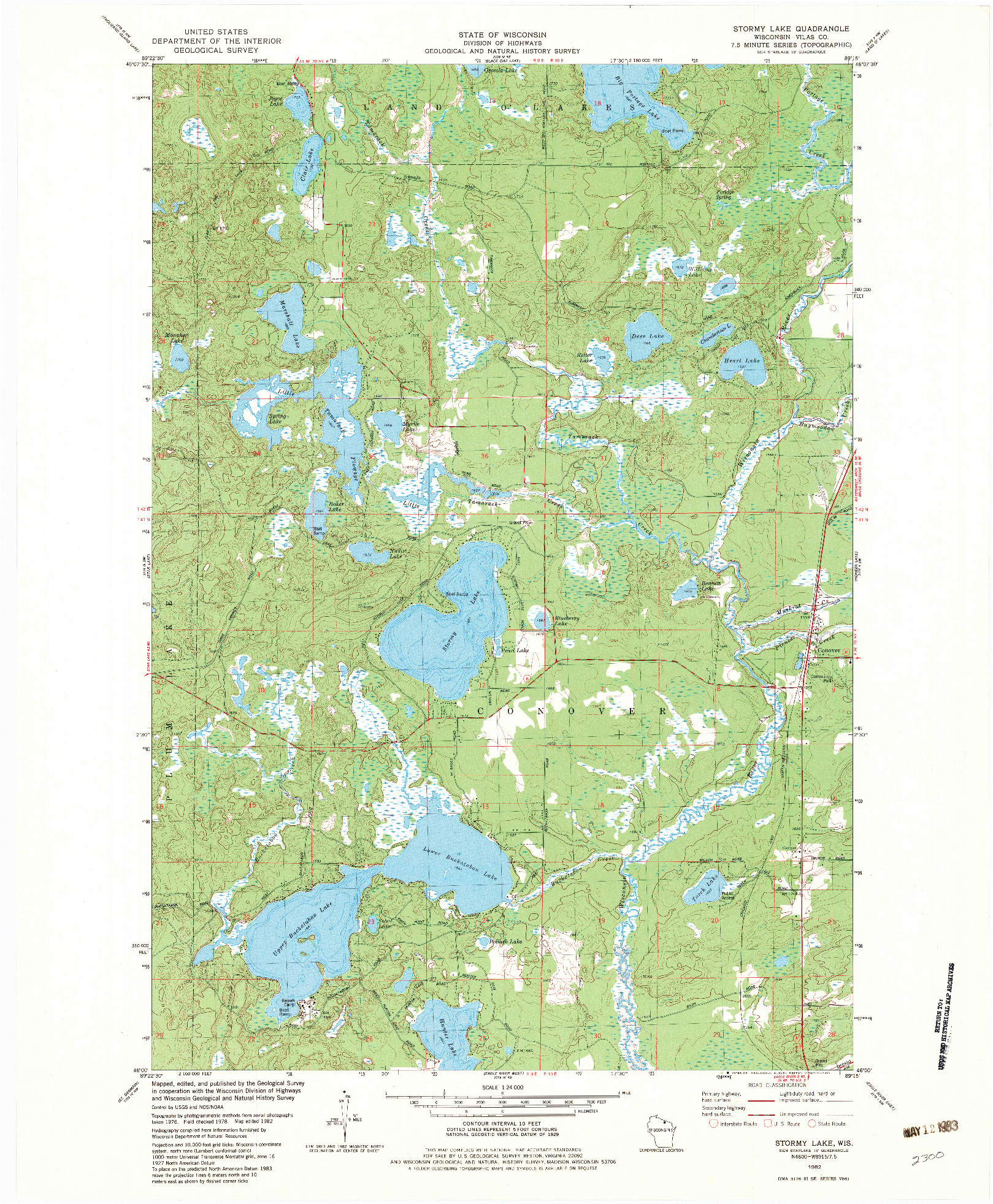 USGS 1:24000-SCALE QUADRANGLE FOR STORMY LAKE, WI 1982
