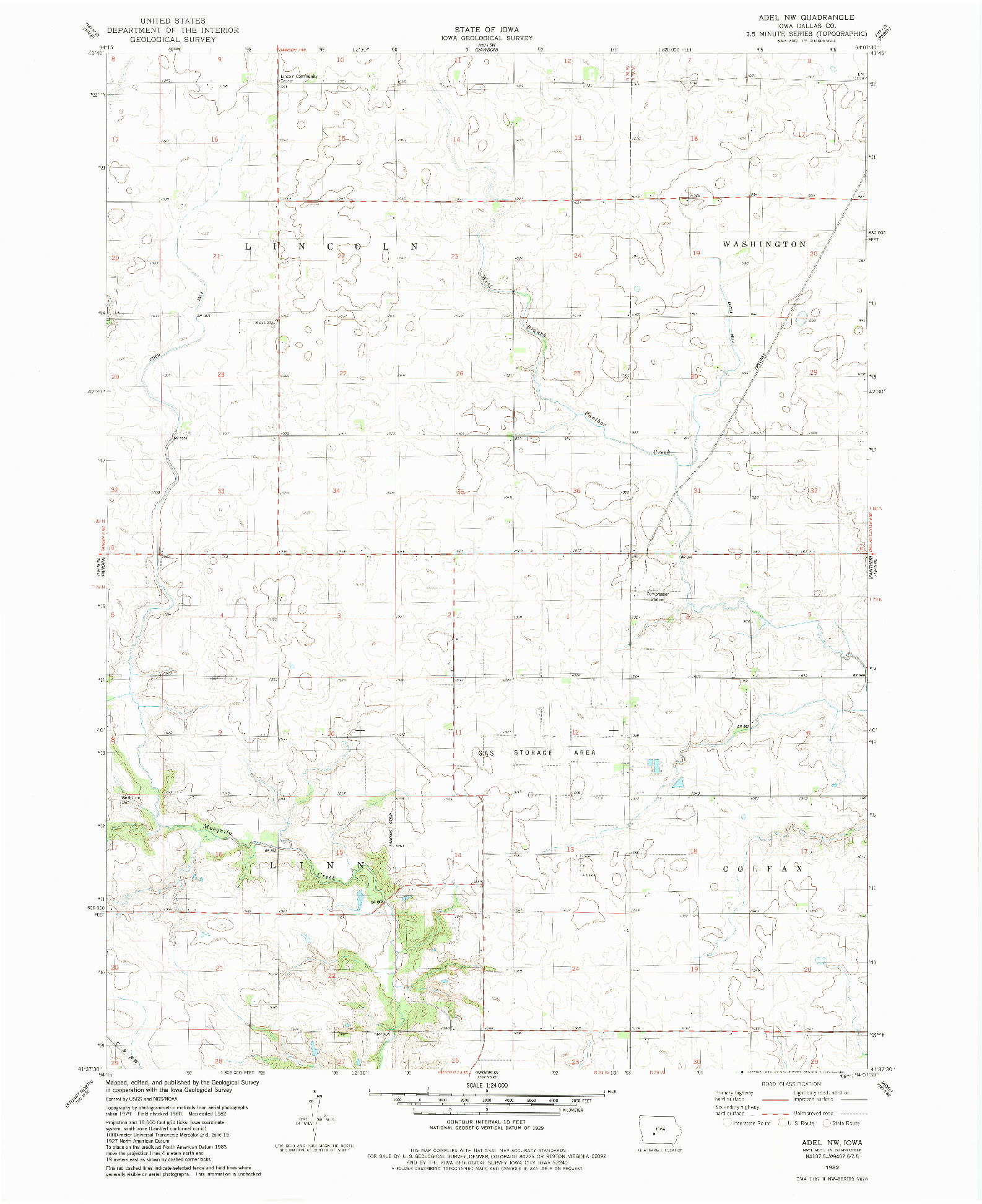 USGS 1:24000-SCALE QUADRANGLE FOR ADEL NW, IA 1982