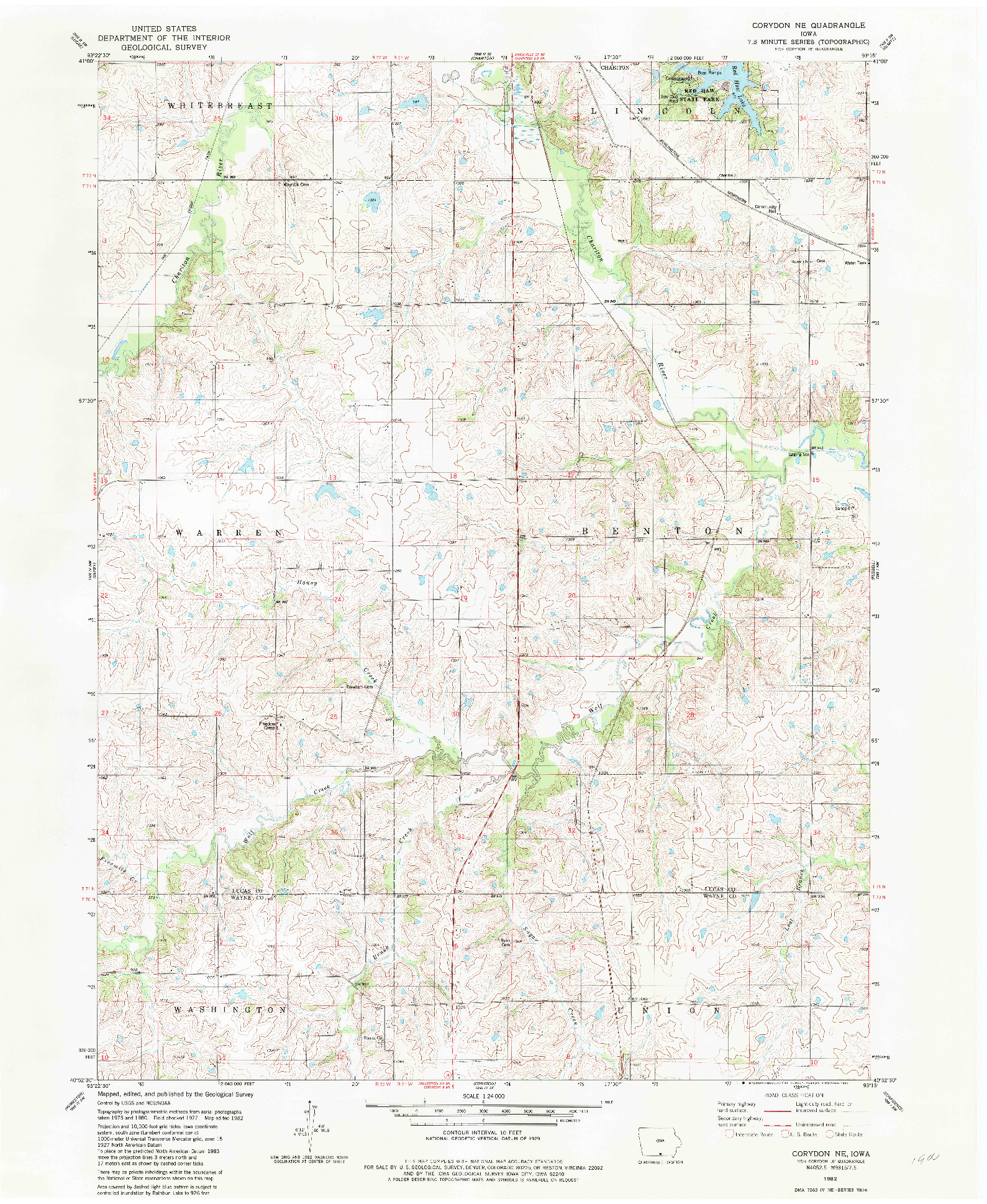 USGS 1:24000-SCALE QUADRANGLE FOR CORYDON NE, IA 1982