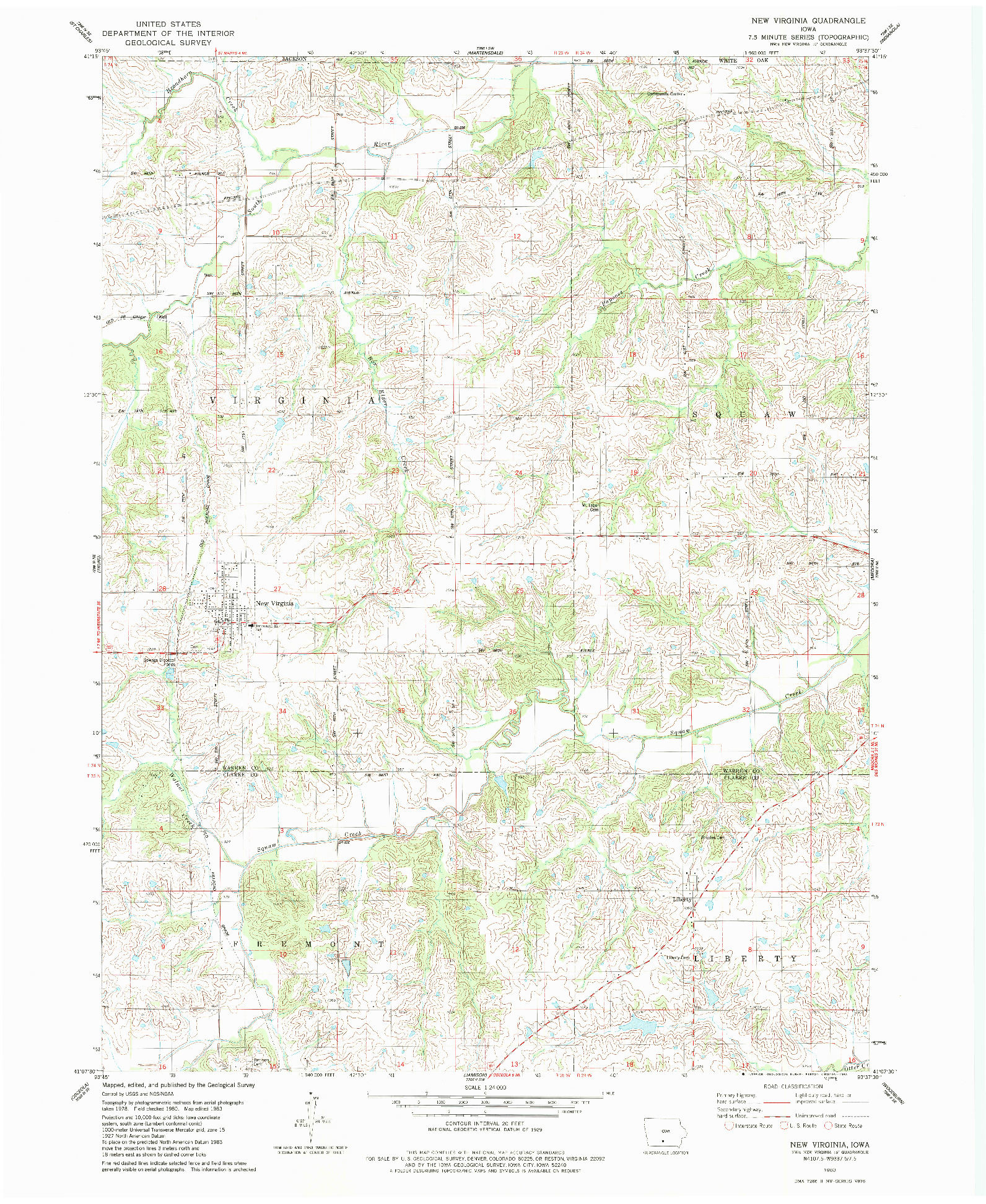 USGS 1:24000-SCALE QUADRANGLE FOR NEW VIRGINIA, IA 1983