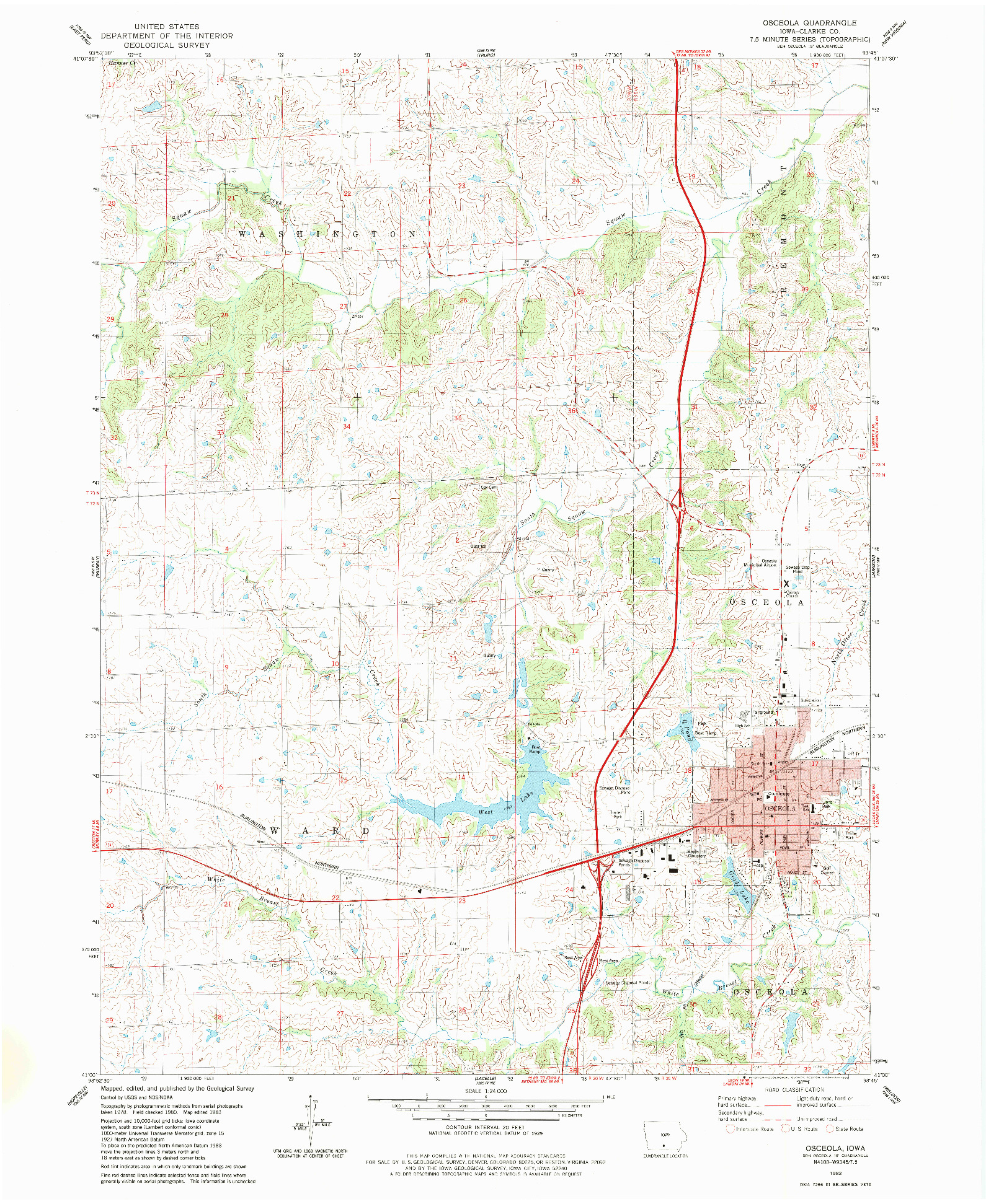 USGS 1:24000-SCALE QUADRANGLE FOR OSCEOLA, IA 1983