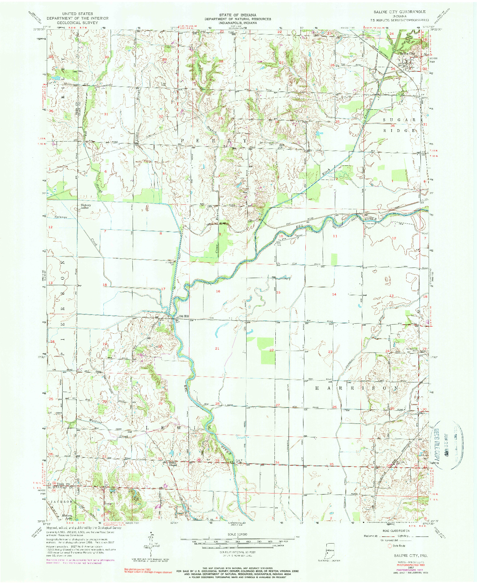 USGS 1:24000-SCALE QUADRANGLE FOR SALINE CITY, IN 1957