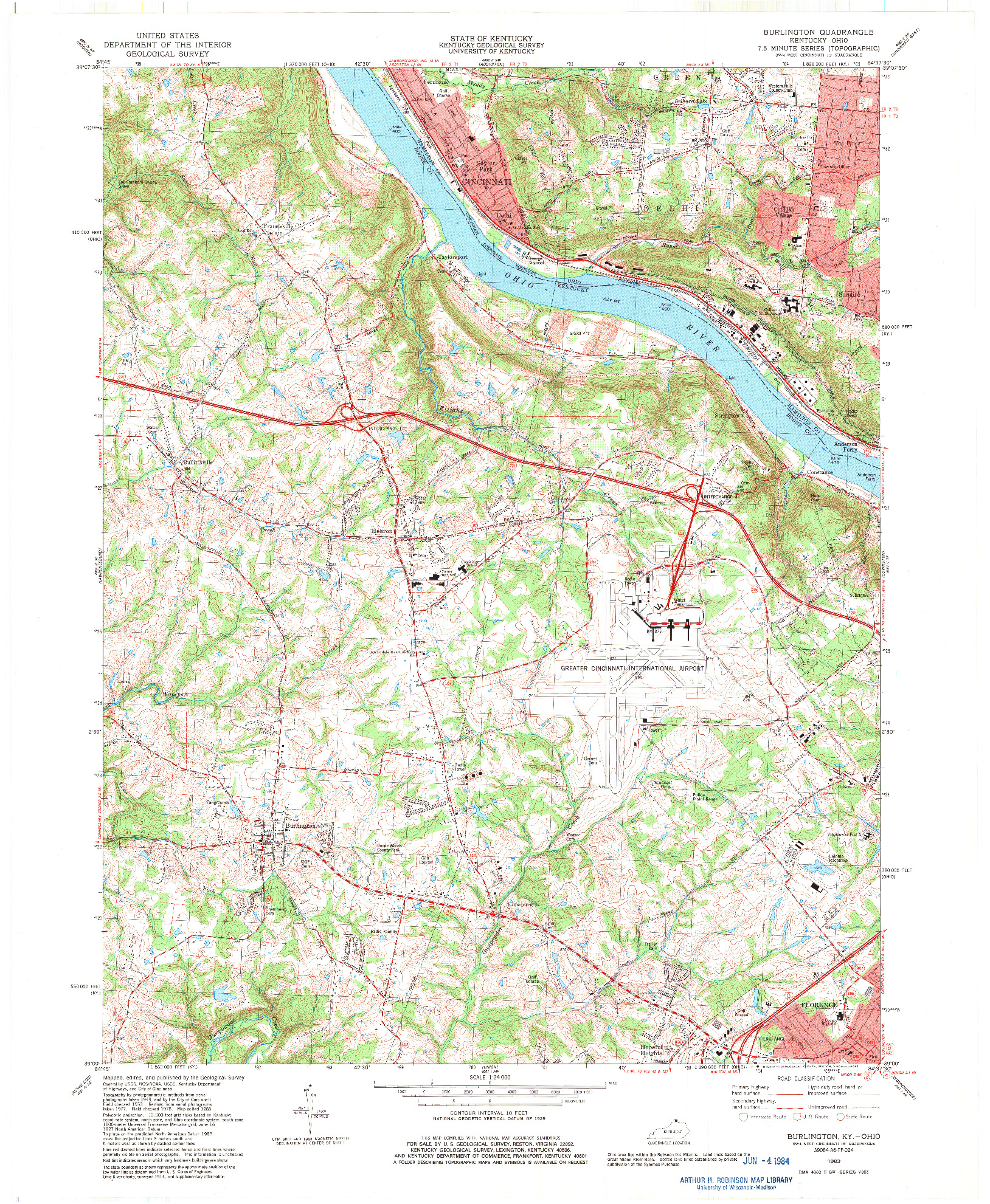 USGS 1:24000-SCALE QUADRANGLE FOR BURLINGTON, KY 1983