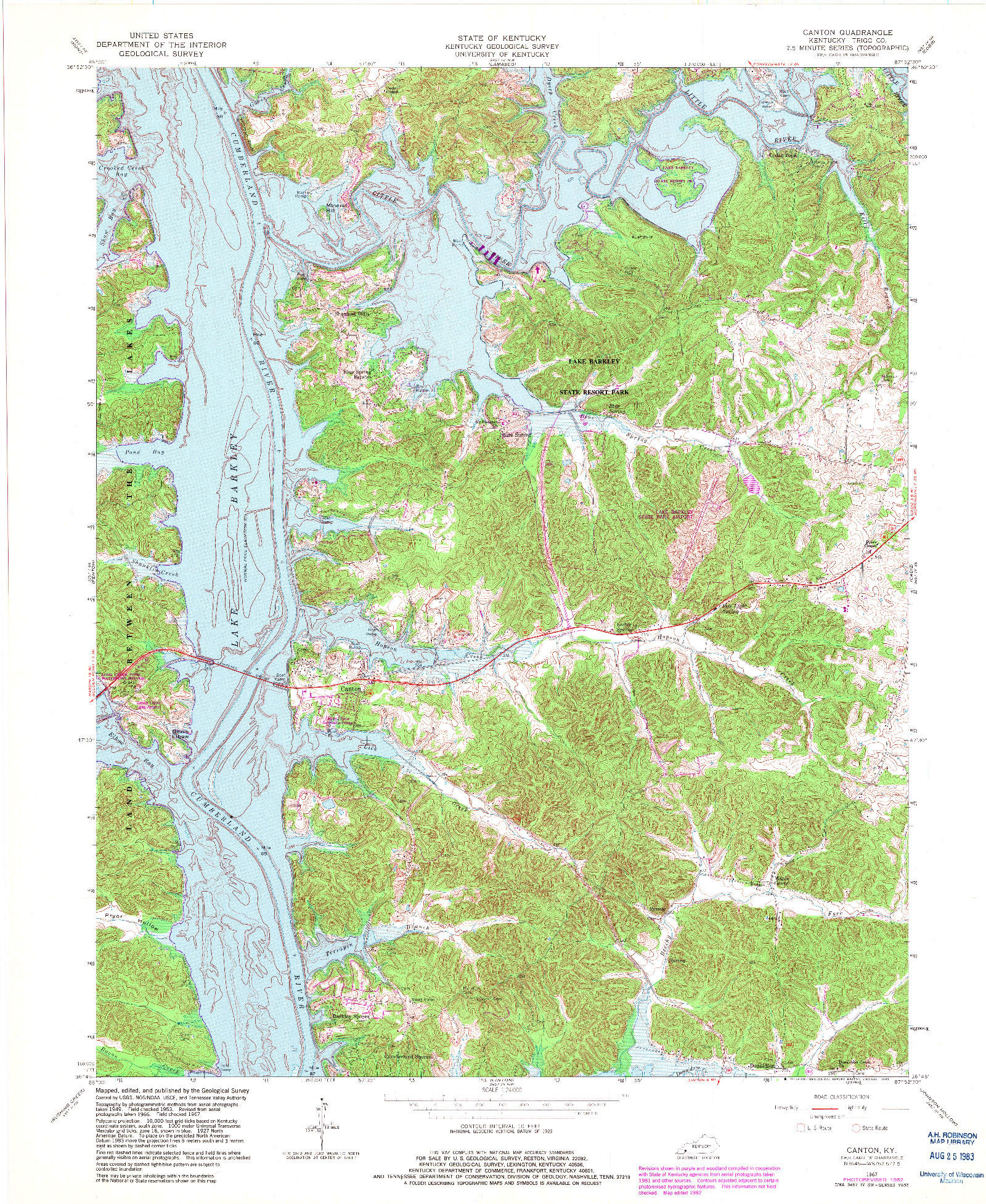 USGS 1:24000-SCALE QUADRANGLE FOR CANTON, KY 1967