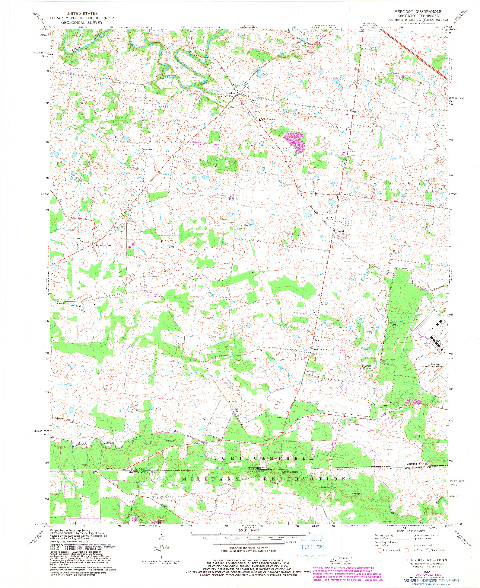 USGS 1:24000-SCALE QUADRANGLE FOR HERNDON, KY 1978