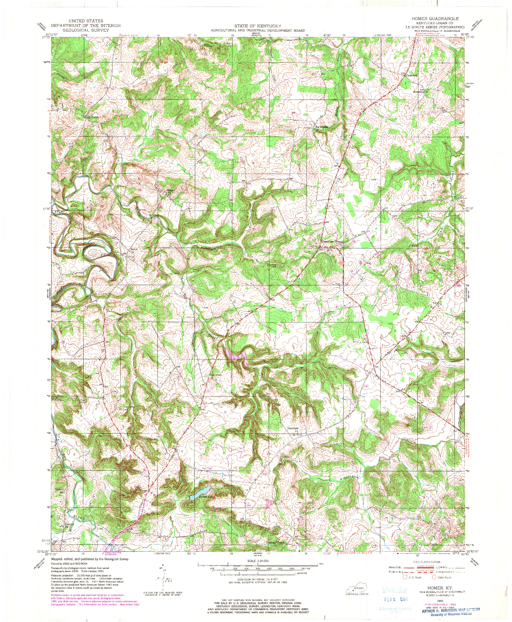 USGS 1:24000-SCALE QUADRANGLE FOR HOMER, KY 1951