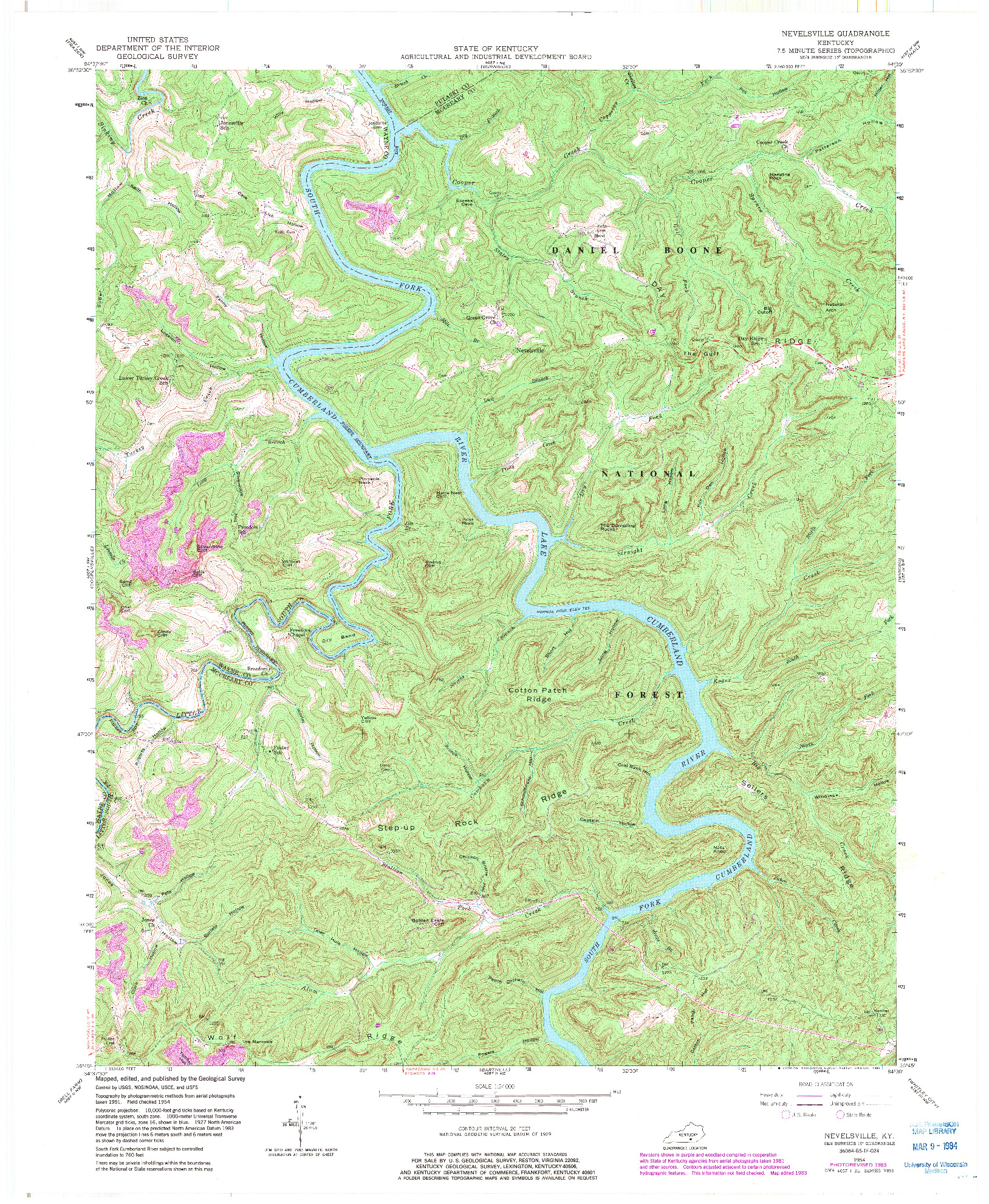 USGS 1:24000-SCALE QUADRANGLE FOR NEVELSVILLE, KY 1954