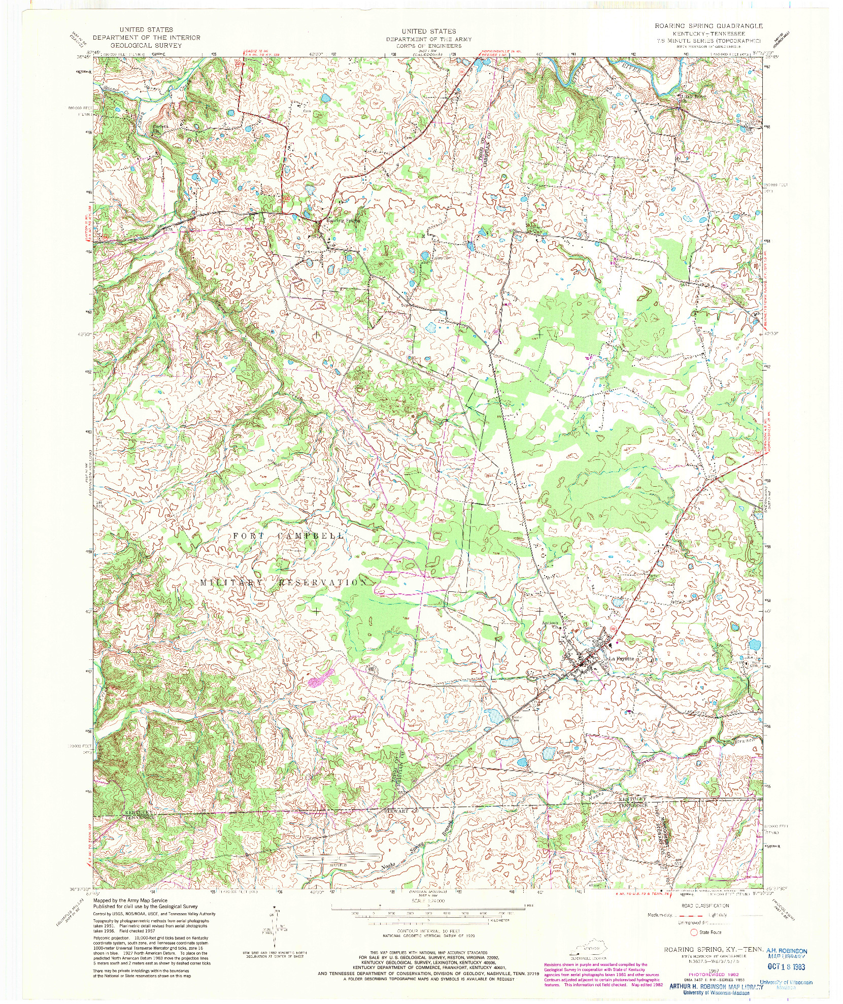 USGS 1:24000-SCALE QUADRANGLE FOR ROARING SPRING, KY 1957