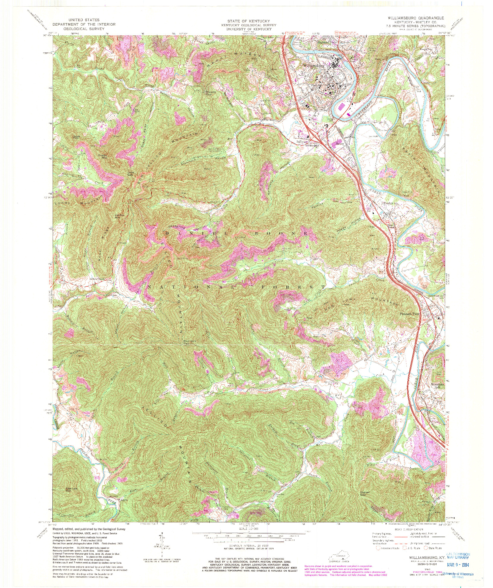 USGS 1:24000-SCALE QUADRANGLE FOR WILLIAMSBURG, KY 1969