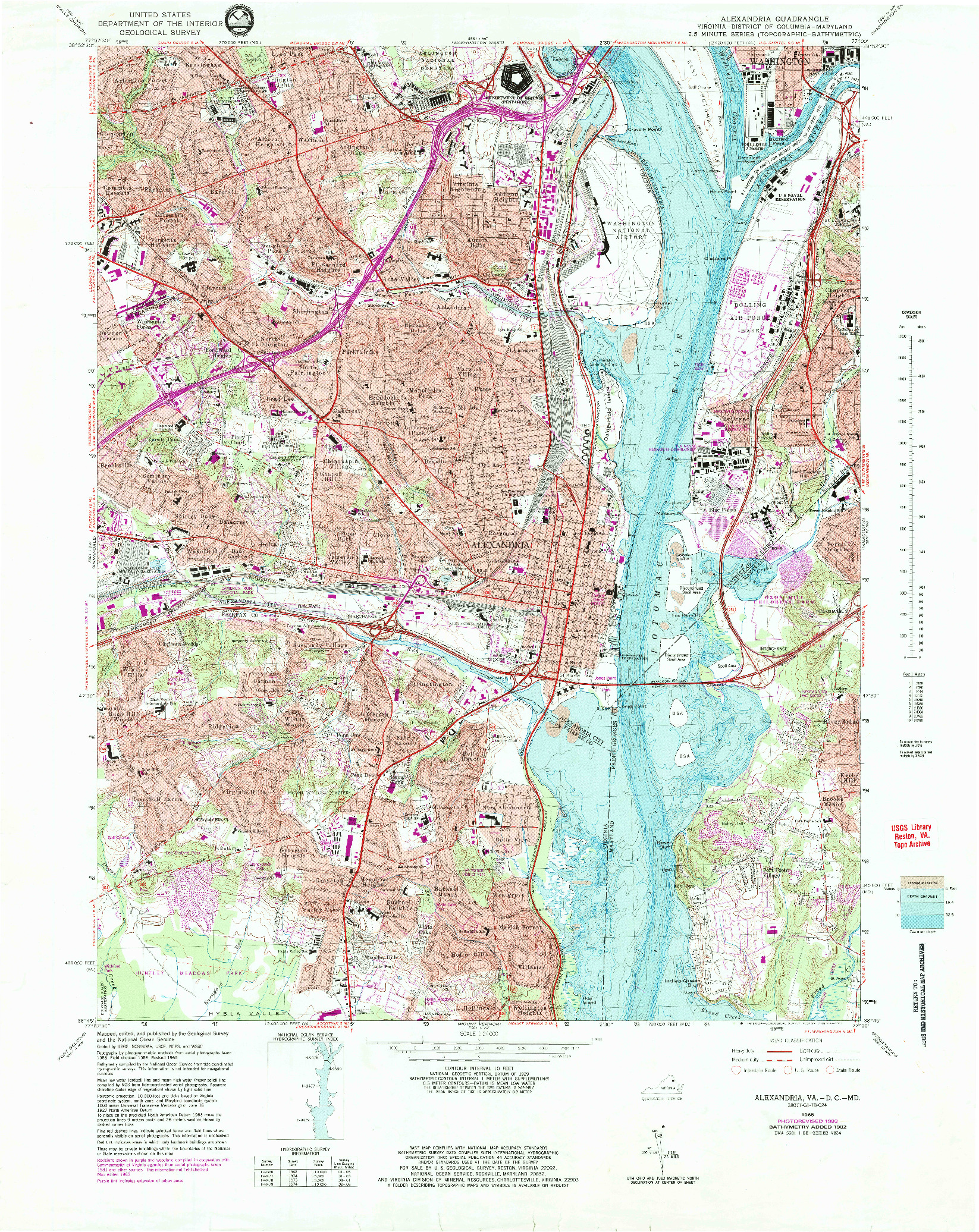 USGS 1:24000-SCALE QUADRANGLE FOR ALEXANDRIA, VA 1965