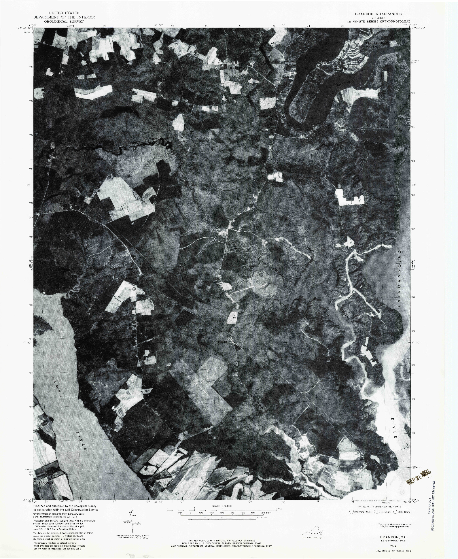 USGS 1:24000-SCALE QUADRANGLE FOR BRANDON, VA 1978